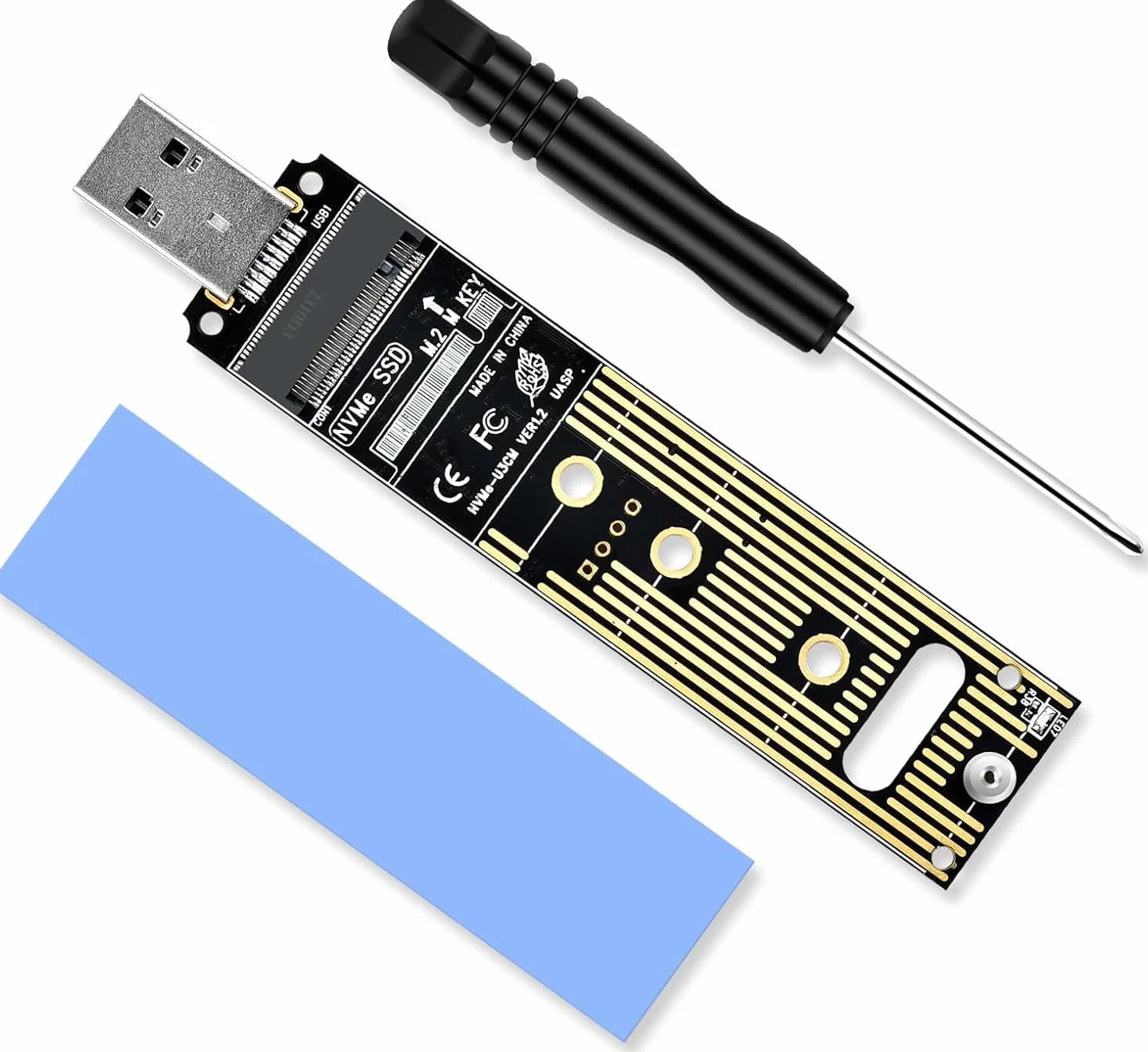 ELUTENG Adattatore M.2 NVMe a USB 3.1, 10Gbps Type-A Scheda riser a inserimento diretto, Lettore di Scheda PCIe M-Key SSD 2230/2242/2260/2280