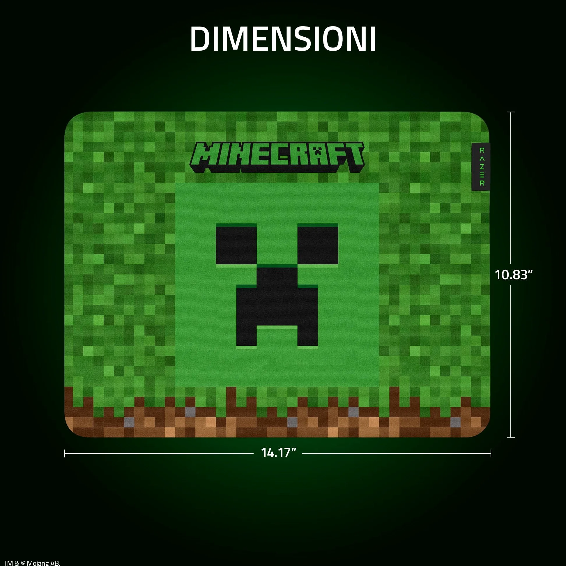 Razer Gigantus V2 Minecraft Edition - Morbido tappetino per mouse da gioco per velocità e controllo (superficie a microtessitura, schiuma di gomma spessa, base antiscivolo, 360 x 275 x 3 mm) Minecraft