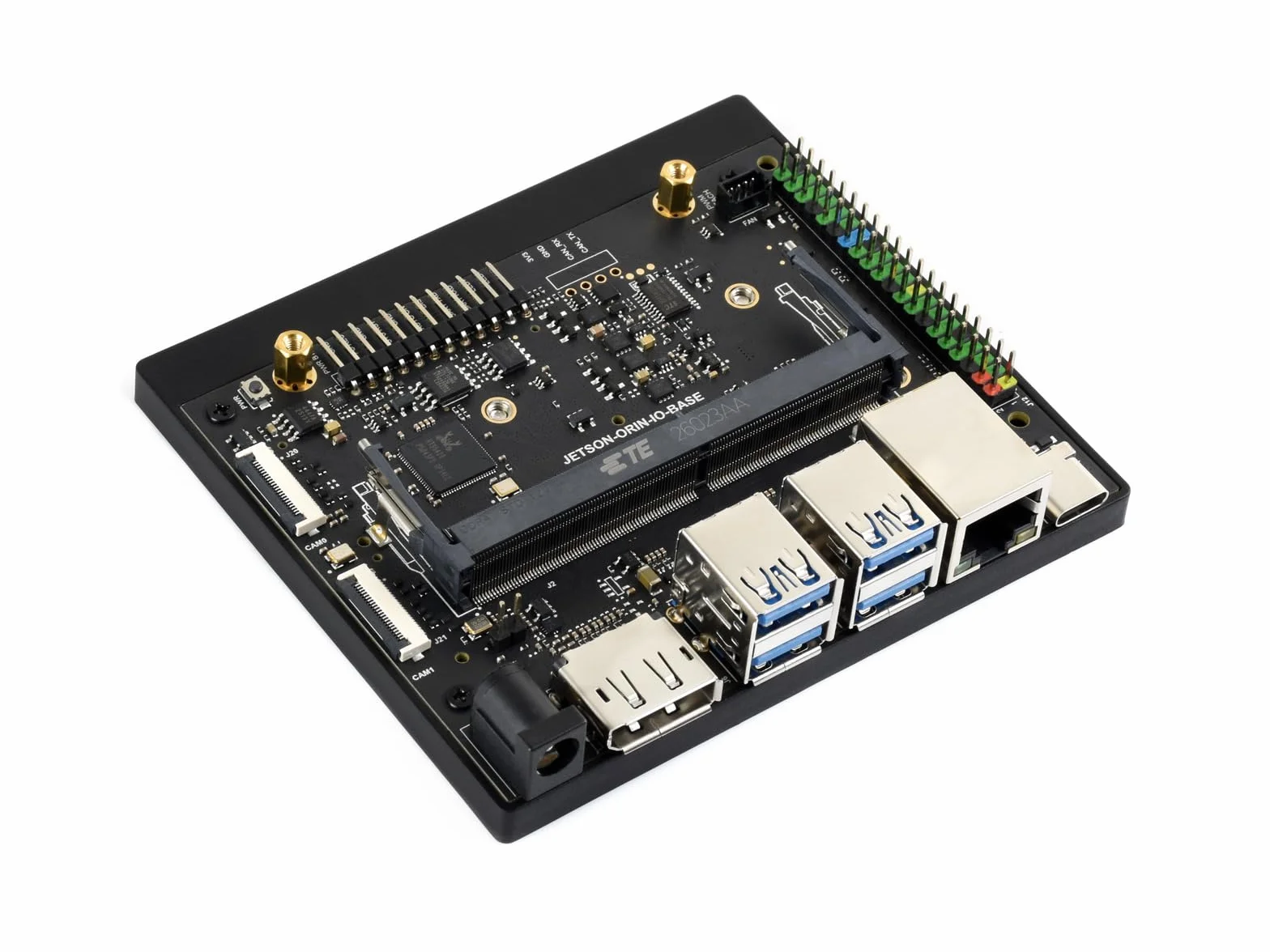 Waveshare Jetson Orin Nano/NX AI Development Board, with Two 4-lane CSI Ports, Two M.2 Key M and One M.2 Key E Ports, 5 USB Ports, 4K High-definition DisplayPort Port, compatible with Orin Module