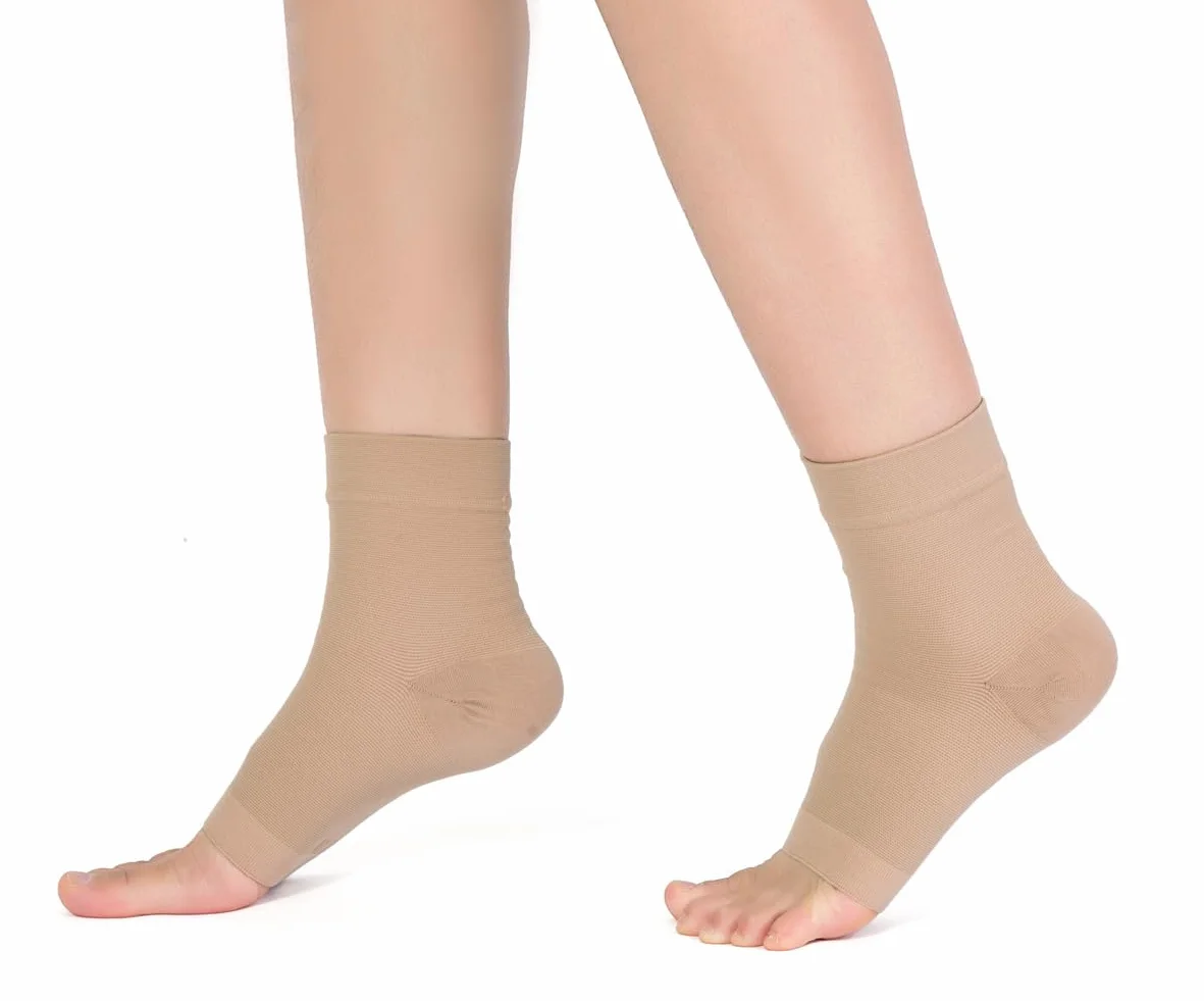 TOFLY Calzini per Fascite Plantare a Compressione 20-30 mmHg Classe II 1 Paio Beige XL