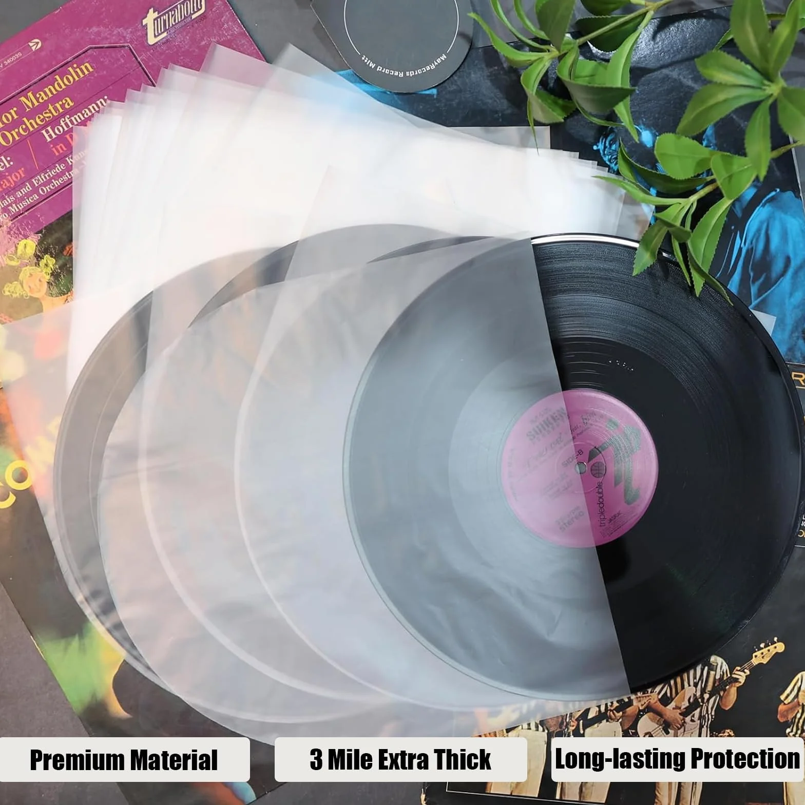 100 Pezzi Buste per Vinili 33 Giri,Buste Antistatiche per Vinili 33 Giri,Adatto per Dischi Vinile da 12 Pollici (100)