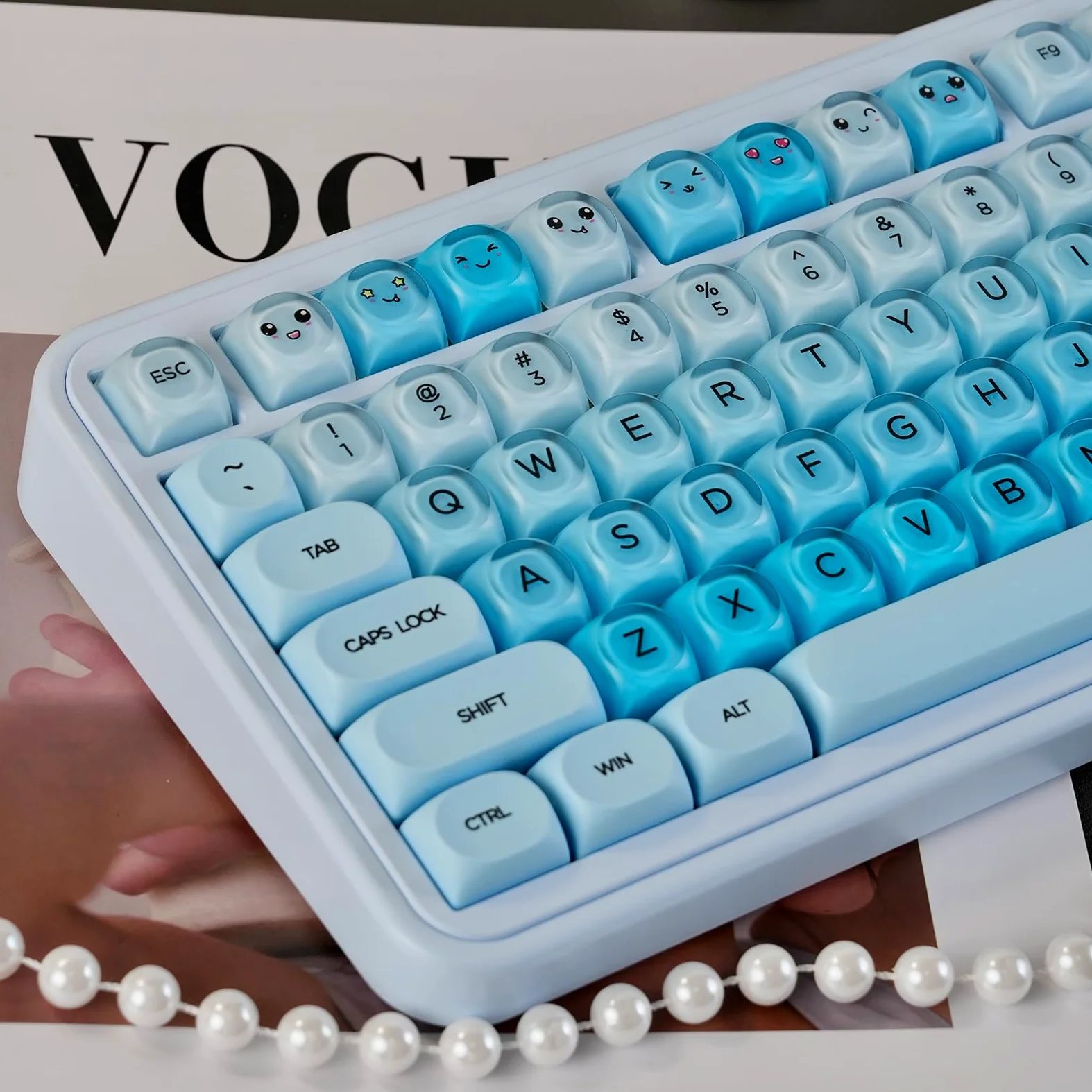 132 tasti MOA Profile Keycaps PBT Cherry Profile Blue Jelly Keycaps Set compatibile con tastiera Wooting 61/64/87/104/108 Cherry Mx Switch tastiere meccaniche