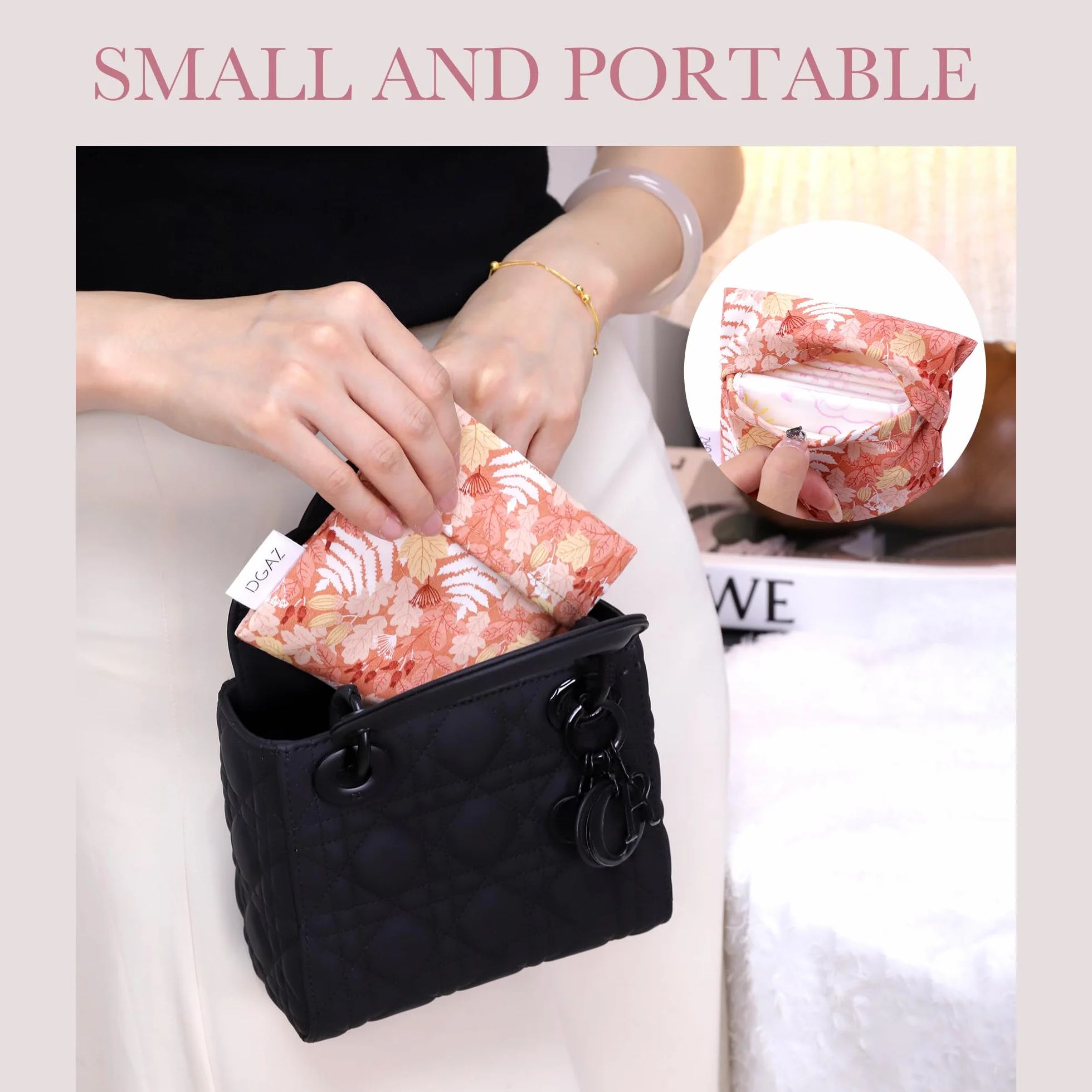 Porta Assorbenti da Borsa, Borsa Periodo Kit Salvaslip/Coppette Mestruali, Mini Borsa Mestruale Donna (Austere Red)