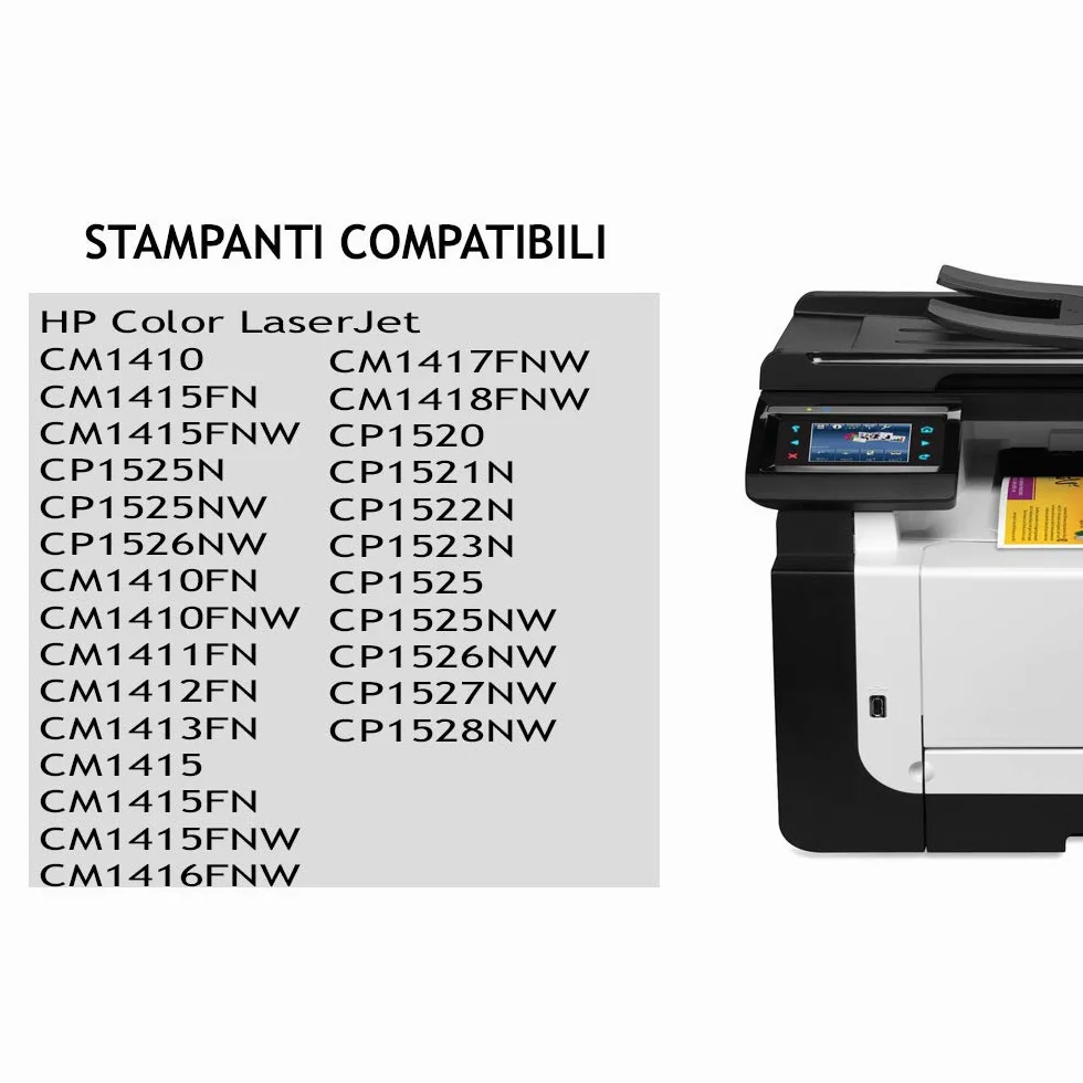 alphaink 4 Toner Rigenerati con HP 128A CE320A CE321A CE322A CE323A per stampanti HP Color LaserJet CM1410 CM1415FN CP1526NW CM1411FN CM1415 CM1416FNW CM1418FNW CP1520 CP1527NW CP1528NW