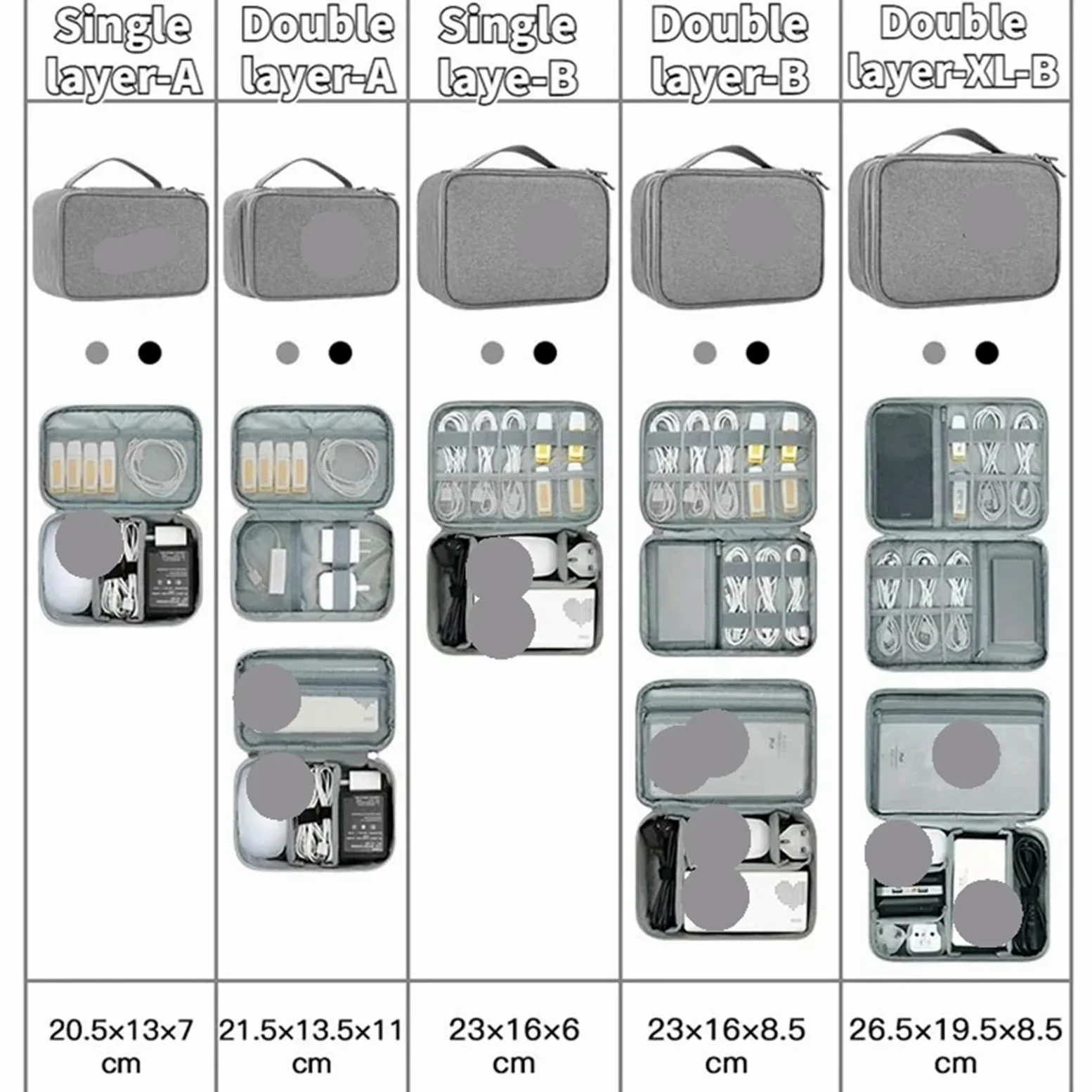 Borsa Organizer Per Cavi Borsa for cavo gadget USB da viaggio di grande capacità Scatola immagazzinaggio for cuffie Custodia for dati Caricatore for disco rigido(Double layer-Brown-B)