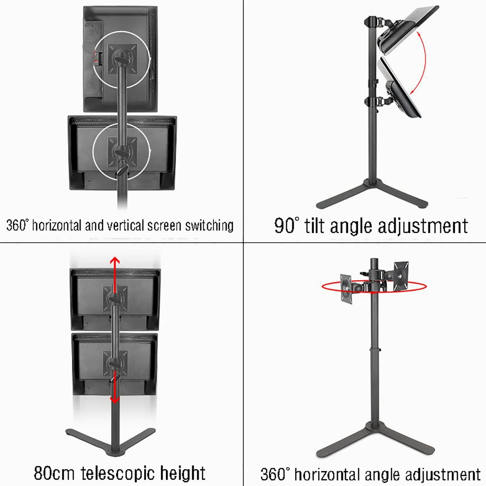 Supporto per Doppio Monitor, Supporto da Scrivania Autoportante per Monitor LCD da 12 A 27 Pollici, Supporta Due Schermi Fino A 8 Kg/17,6 Libbre