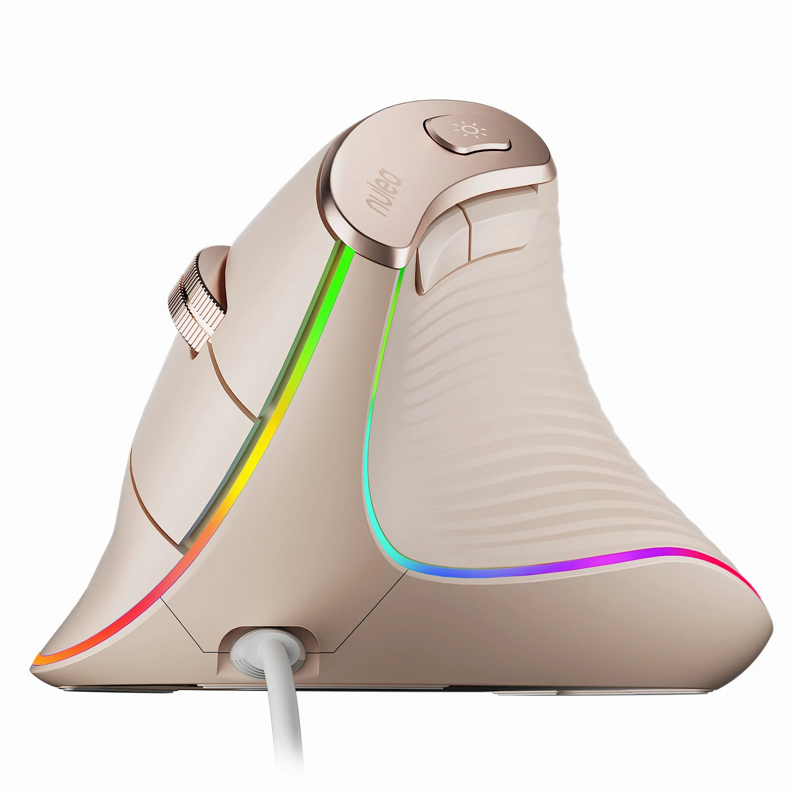 Nulea Mouse Verticale Cablato, Mouse Ottico Ergonomico USB Con 4 DPI Regolabili, 11 Modalità di Retroilluminazione RGB, Compatibile Con Laptop, PC, Desktop, Mac, Rosa