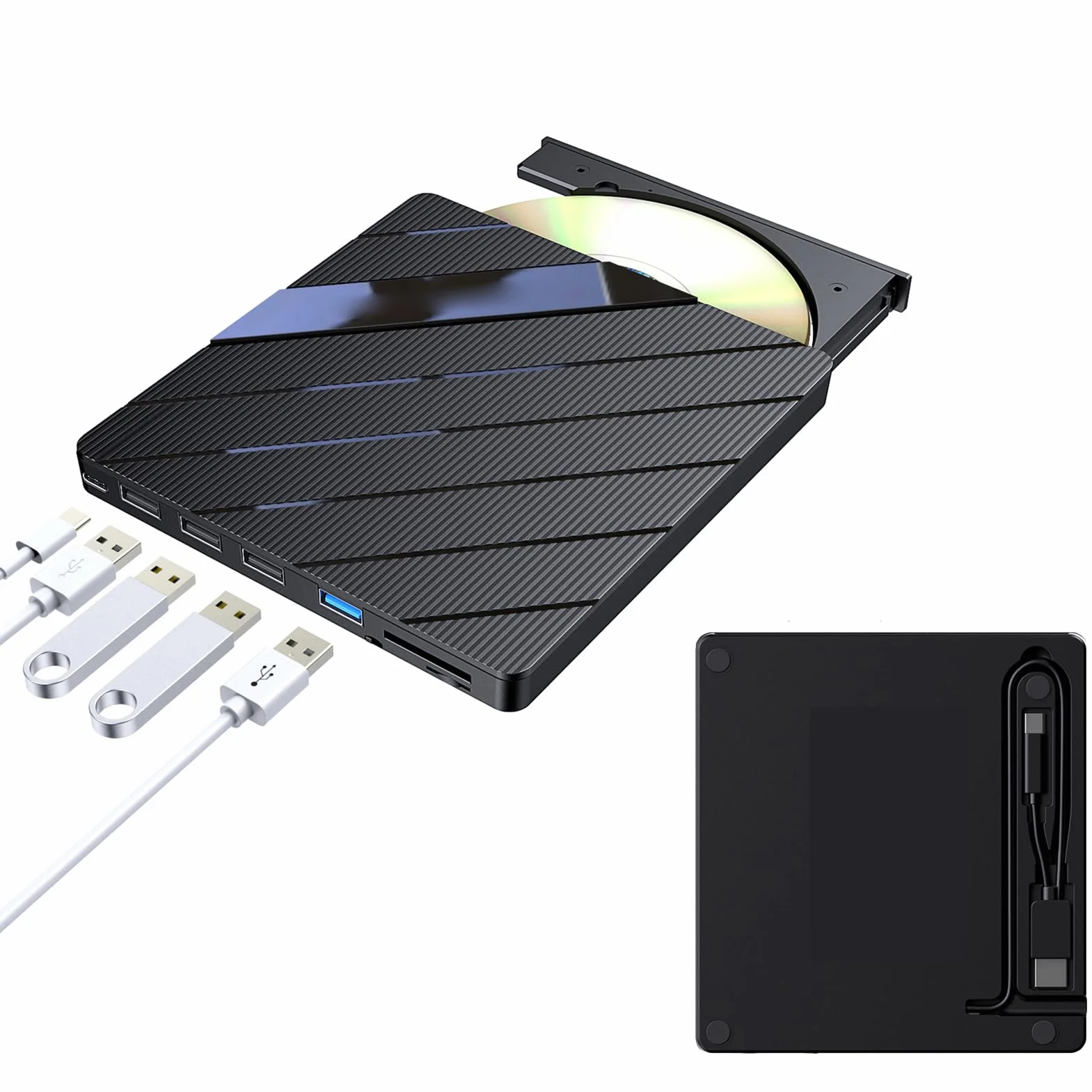 Slim USB Disc Burner - External Laptop Optical Drive, Rewriter C D D VD Reader, Portable Data Storage Device | Backup Solution, Media Archiving, File Management, Entertainment Use, Office Tasks, Home