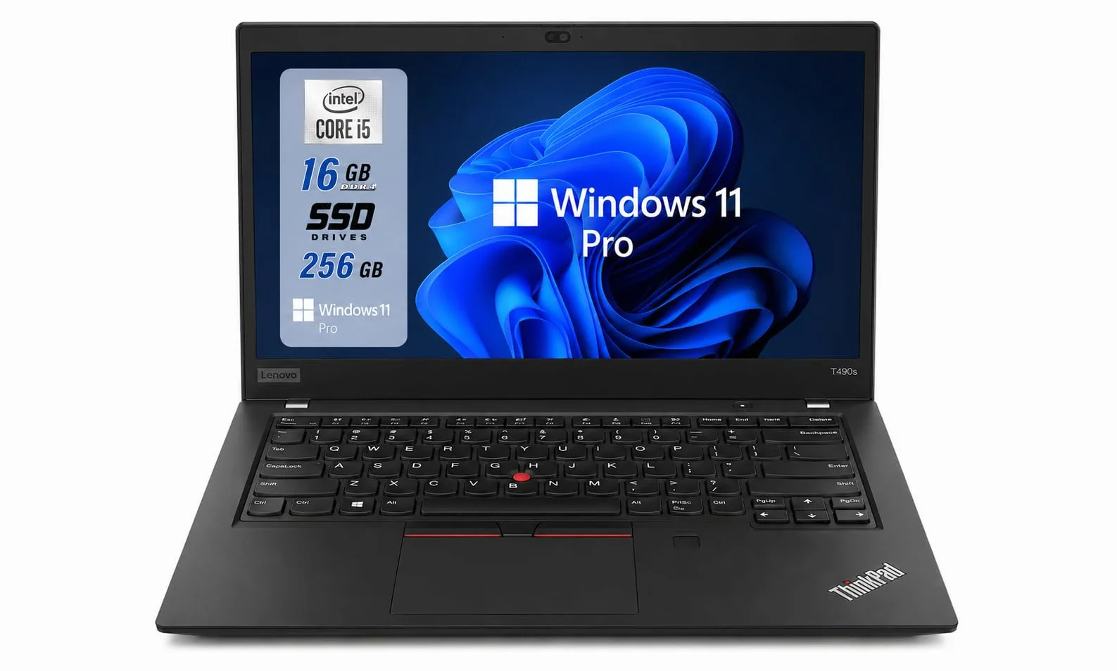 Lenovo ThinkPad T490s 14" HD Business Laptop, Intel Core i5-8365U, 16GB RAM, 256GB SSD, Windows 11 Pro (Ricondizionato)