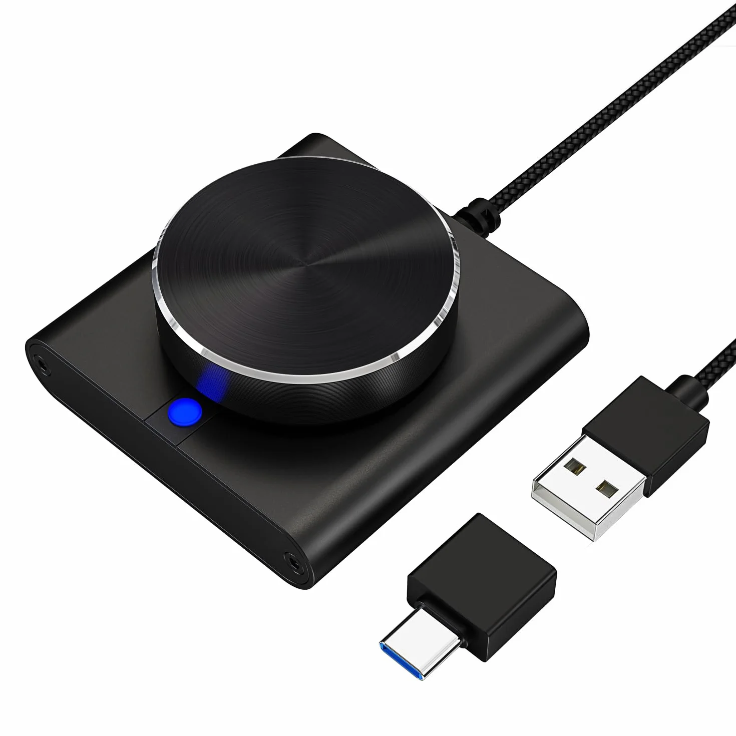 Manopola di Controllo del Volume USB con Funzione Muto/Pausa per Computer, Controller Audio Nero