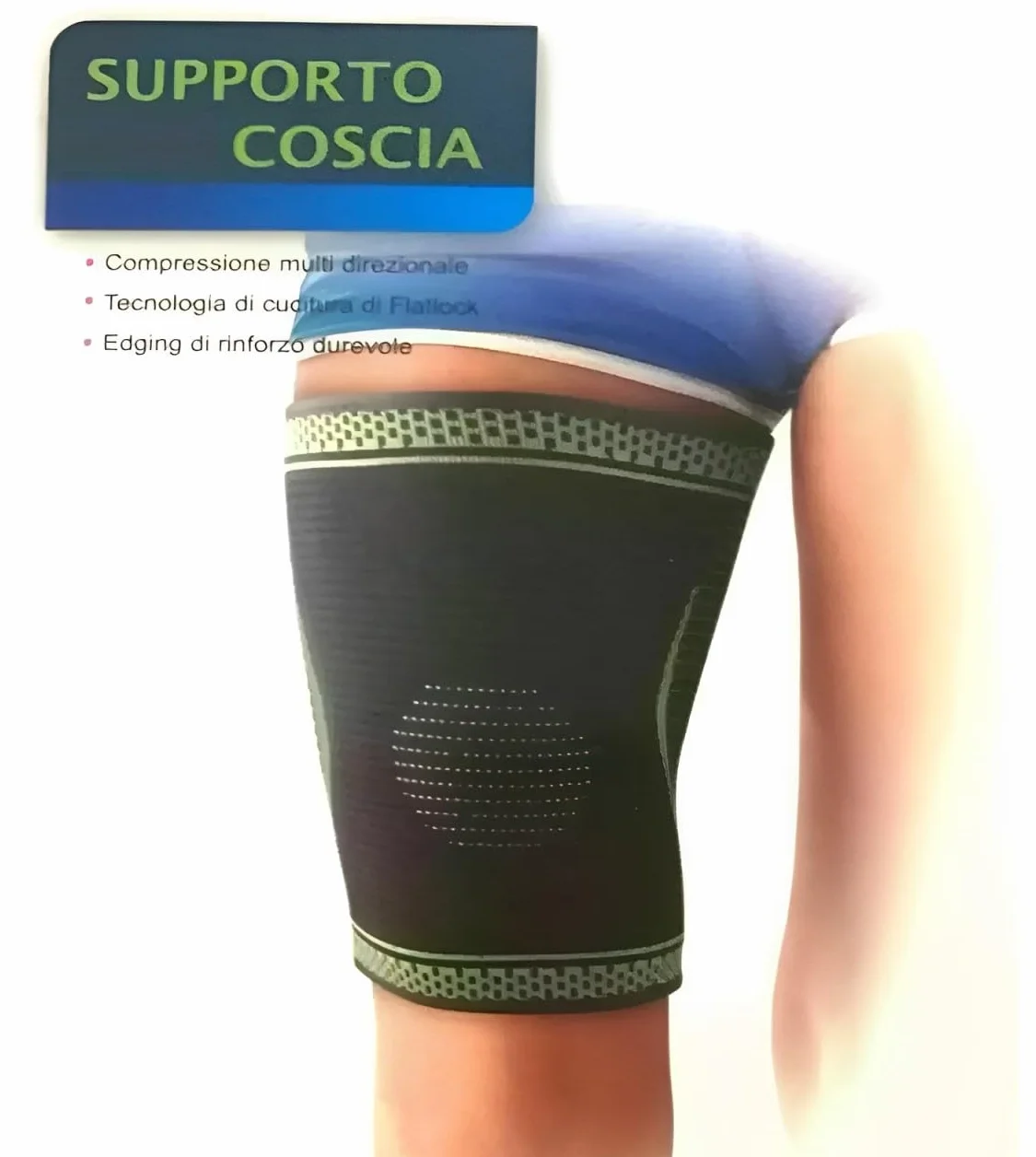 Supporto per Coscia Elastico Traspirante Antiscivolo Compressione per Donna Uomo Tendinite