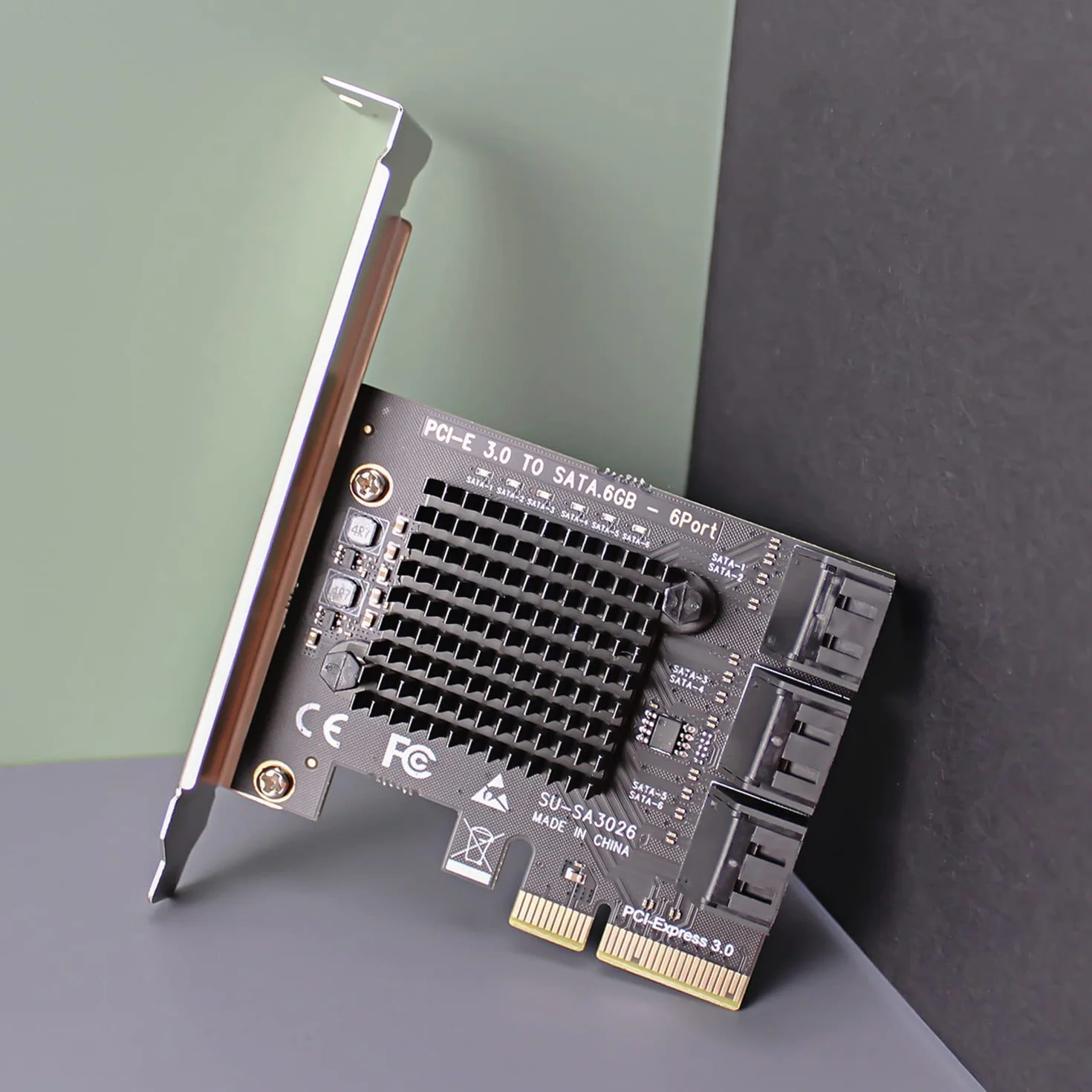GLOTRENDS SA3026-C Scheda di espansione PCIe X4 SATA a 6 porte con cavi SATA e di alimentazione, compatibile con Windows, Linux, Mac OS, NAS