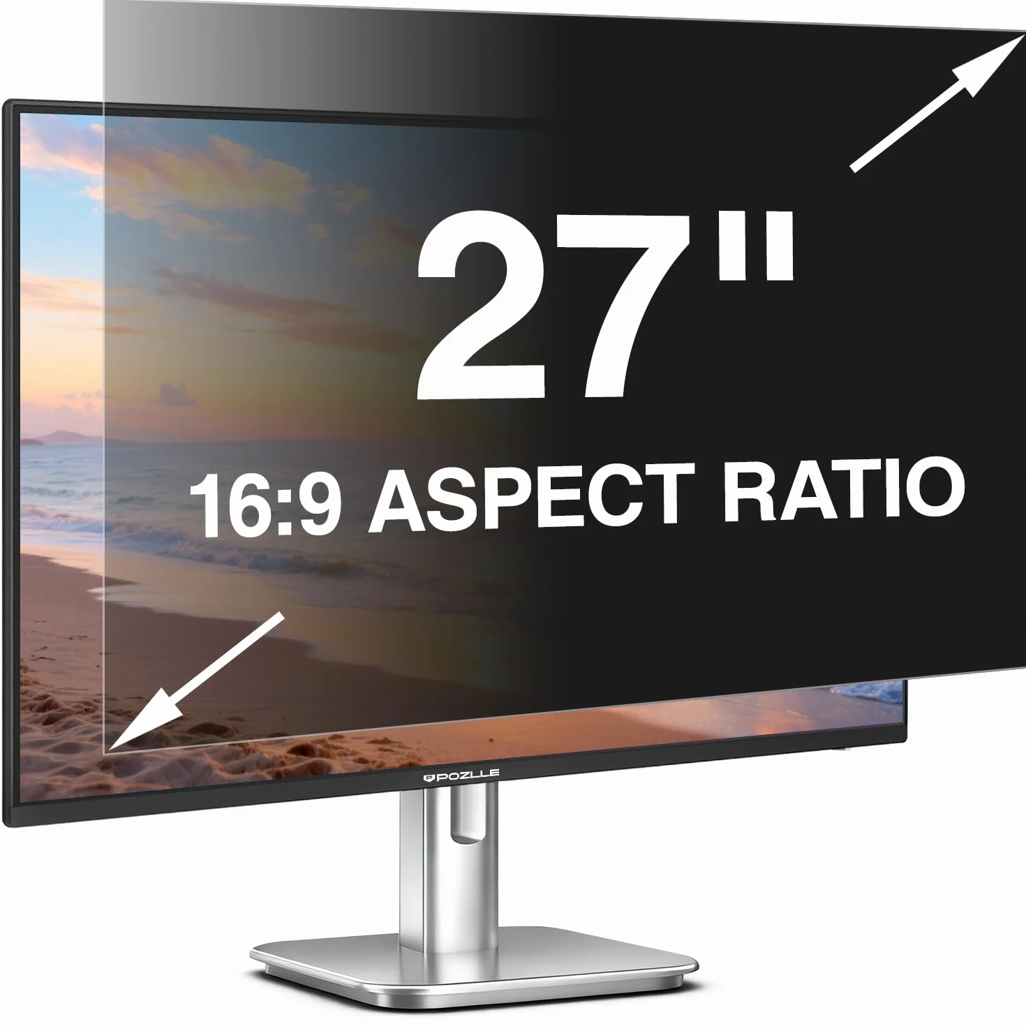 Pellicola Protettiva Privacy per Monitor 27 Pollici 16:9 (59.8 x 33.7 cm), Antiriflesso e Anti-Luce Blu, Rimovibile, Anti-Spy Film per Ufficio