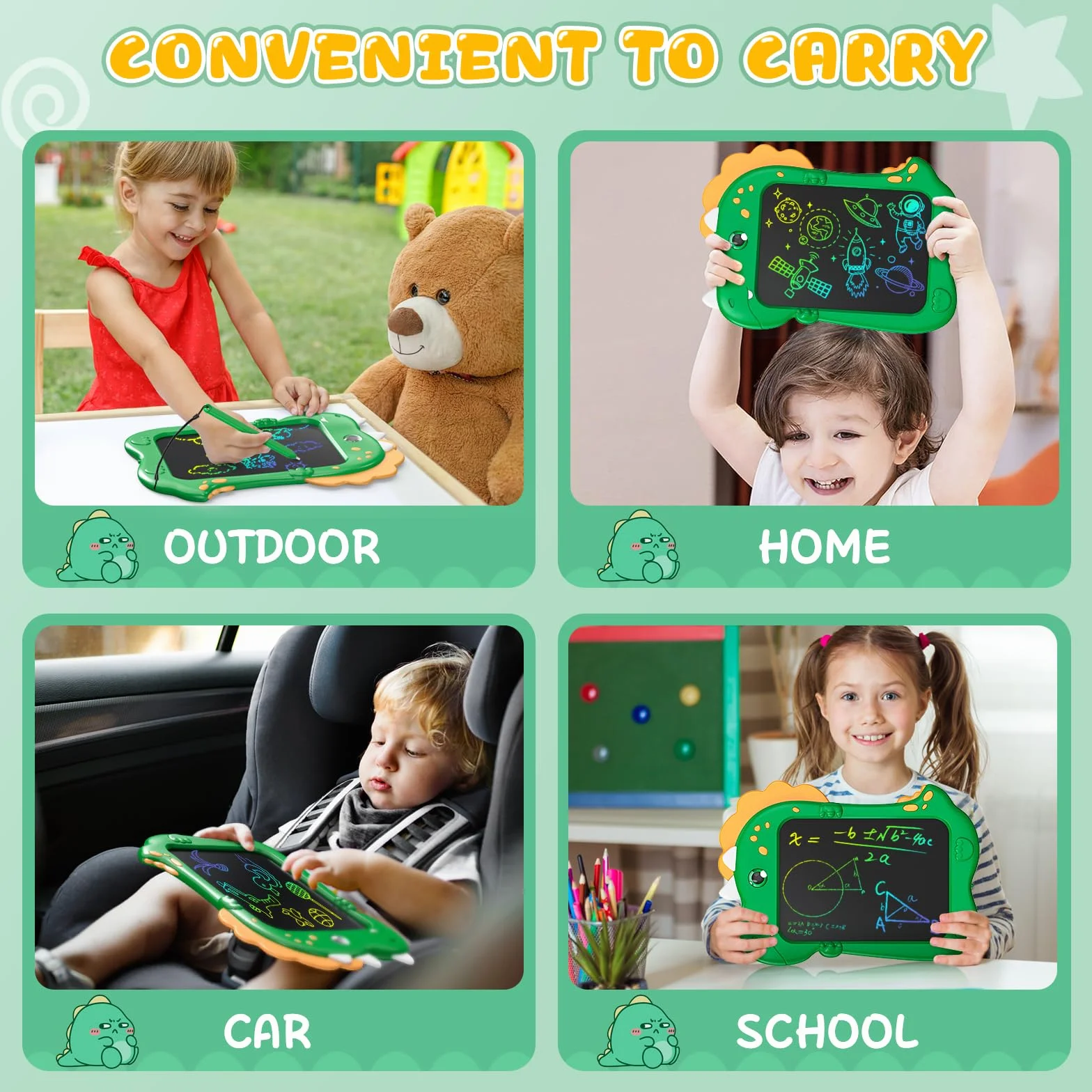 Tavoletta Grafica Bambini LCD 10 Pollici Lavagna Cancellabile Regalo Compleanno Ragazzi Verde