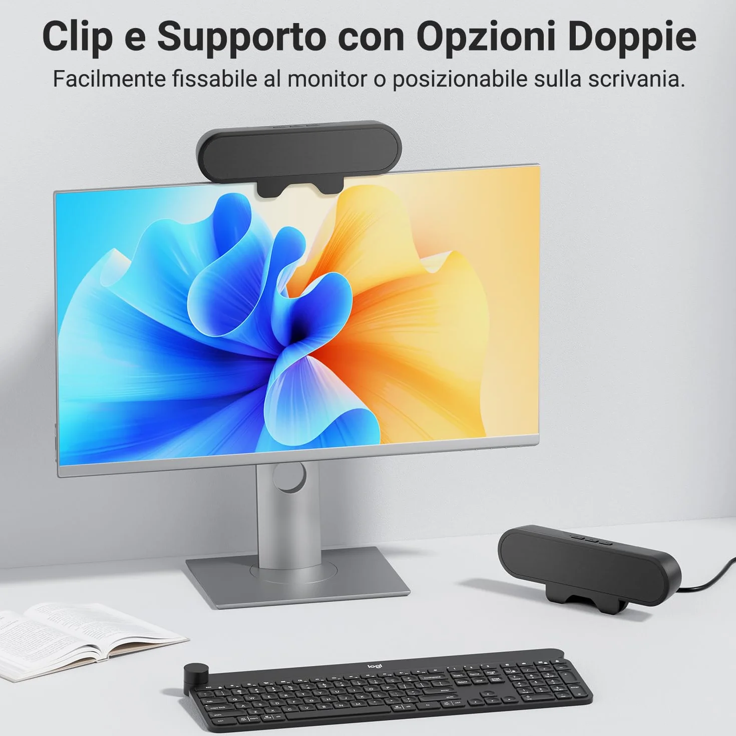 Altoparlanti per Monitor PC 10W USB A Type C Nero