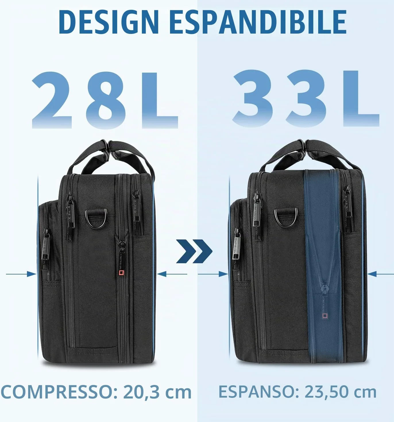EMPSIGN Custodia per PC cartella, borsa porta PC 17,3 pollici espandibile a tracolla per uomo e donna idrorepellente, borsa a tracolla con protezione RFID in tela per lavoro e viaggio d’affari