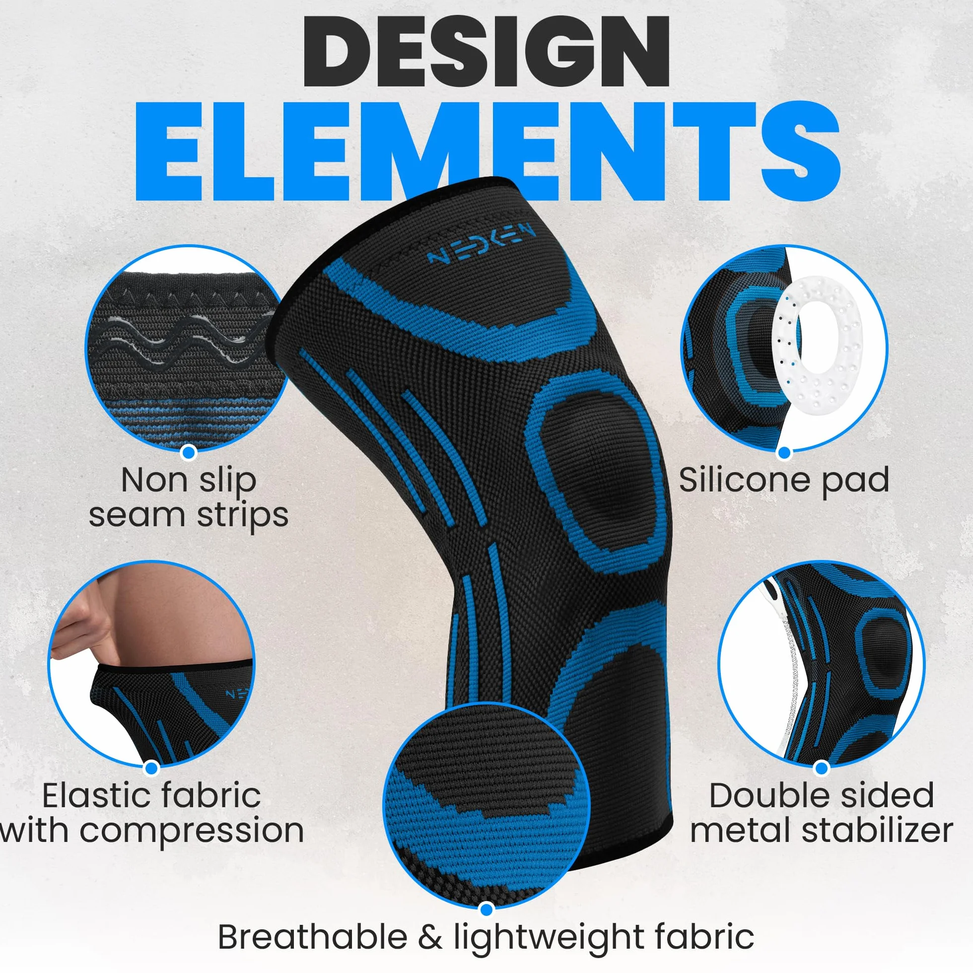 Ginocchiera Sportiva Elastica per Menisco e Legamenti - Supporto Ortopedico a Compressione, Stabilità e Recupero (Blu, L)