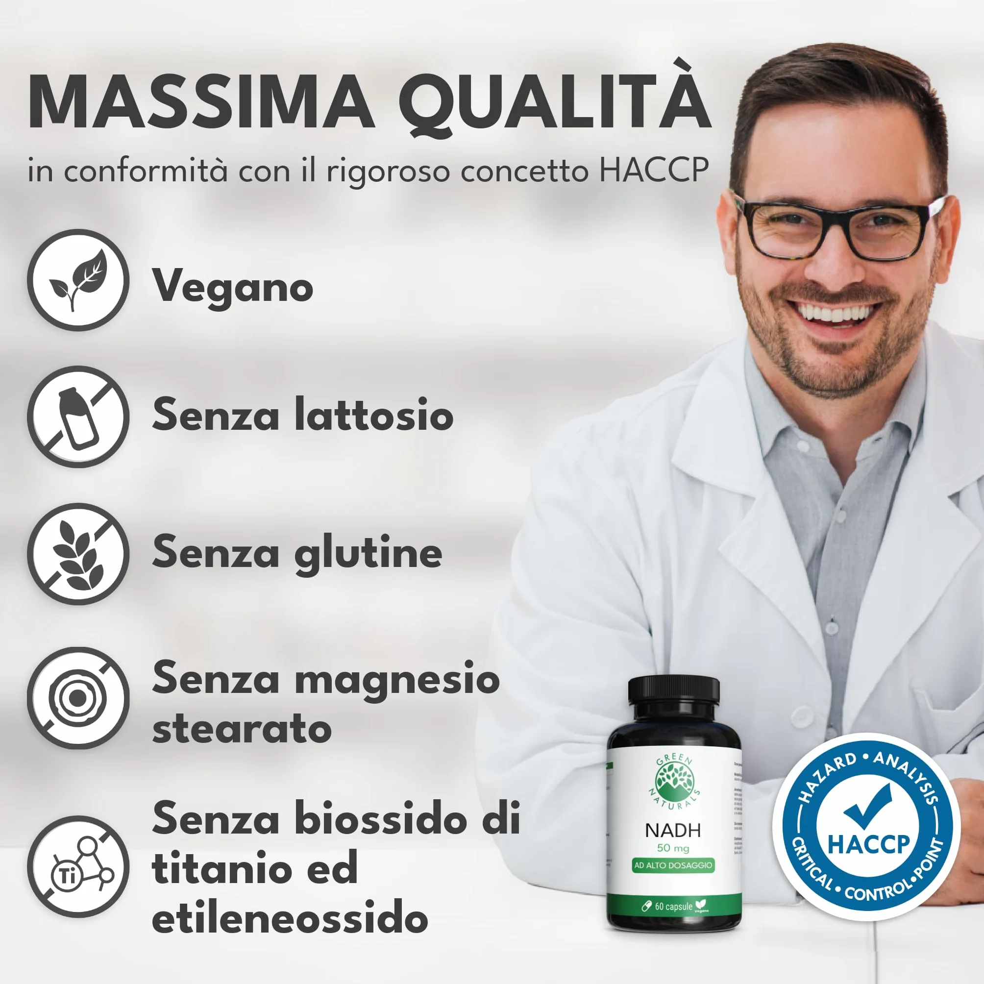 Green Naturals NADH 50mg 60 capsule vegano Germania