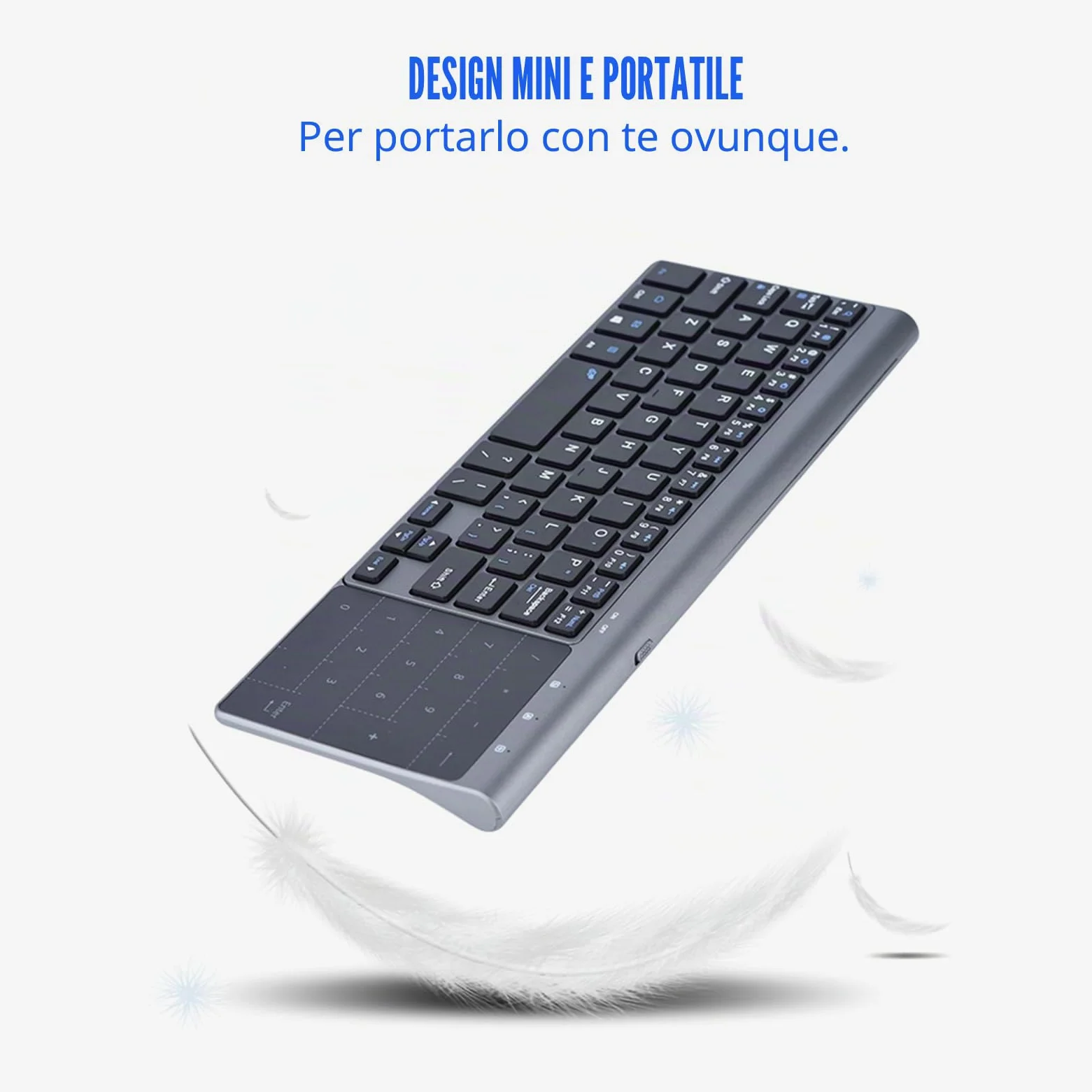 Zerone Mini Tastiera Wireless 2.4Ghz con Touchpad Tastierino Numerico Tastiera Portatile Ultrasottile Mouse Combo per PC Laptop Smart TV HTPC Android