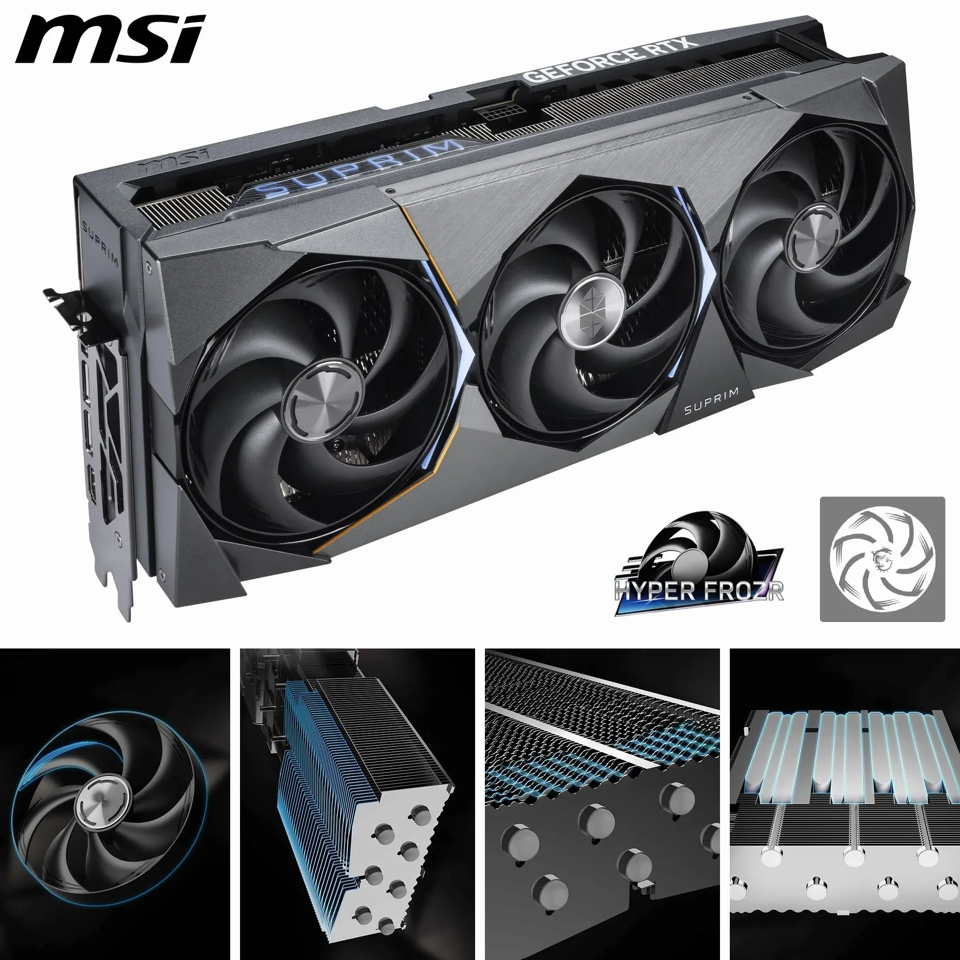 msi NVIDIA GeForce RTX 5090 32G SUPRIM SOC GDDR7 512bit, scheda video con frequenza di boost fino a 2580 MHz, PCIe Gen 5, DLSS 4, 3 porte DP 2.1, 1 porta HDMI 2.1, formato ATX