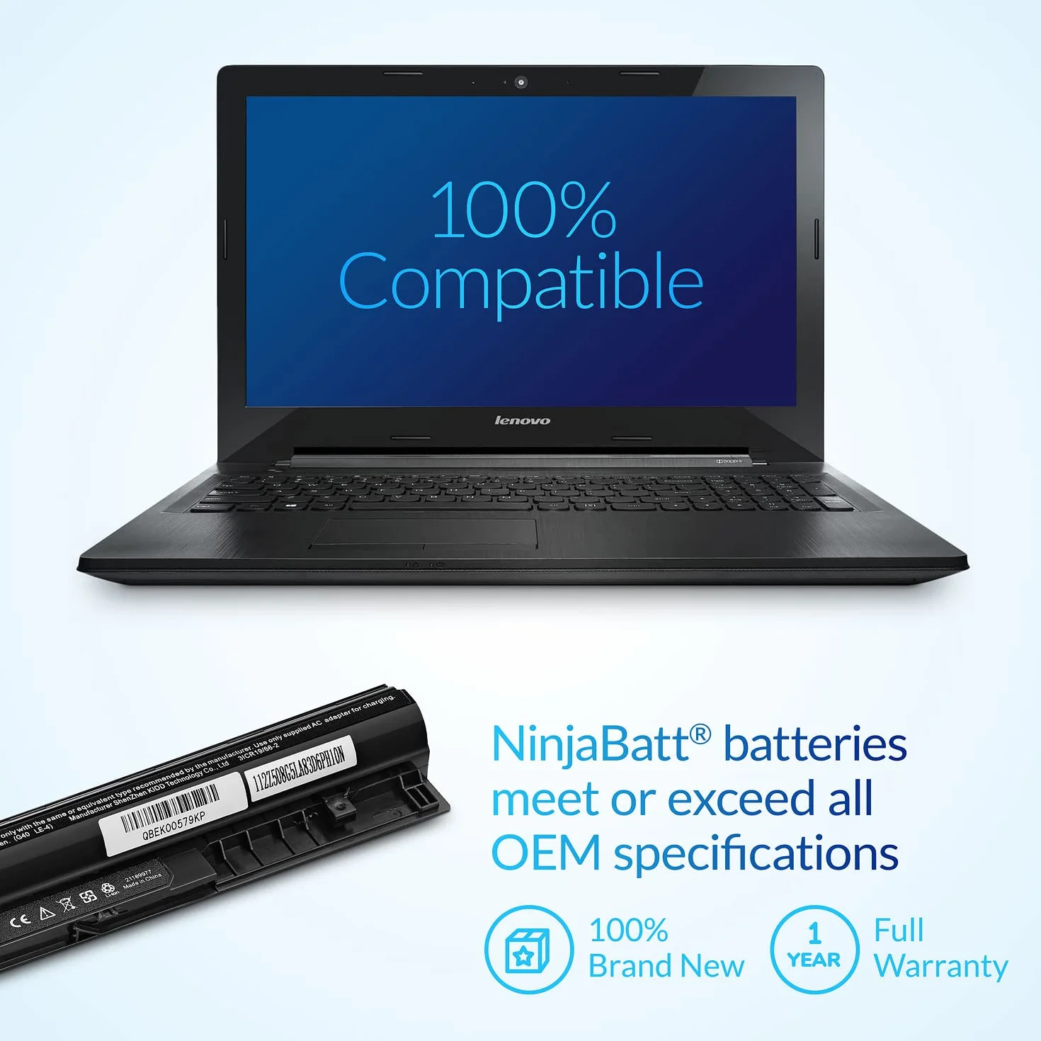 NinjaBatt Batteria per Lenovo L12M4E01 L12L4A02 L12S4A02 L12S4E01 S510P Z710 IdeaPad Z50-70 Z50-75 Z70-80 G50-70 G5-80 G50-45 G40 0S G50 0s G505s S410p - Lunga durata [4 celle/2200 mAh/33Wh]