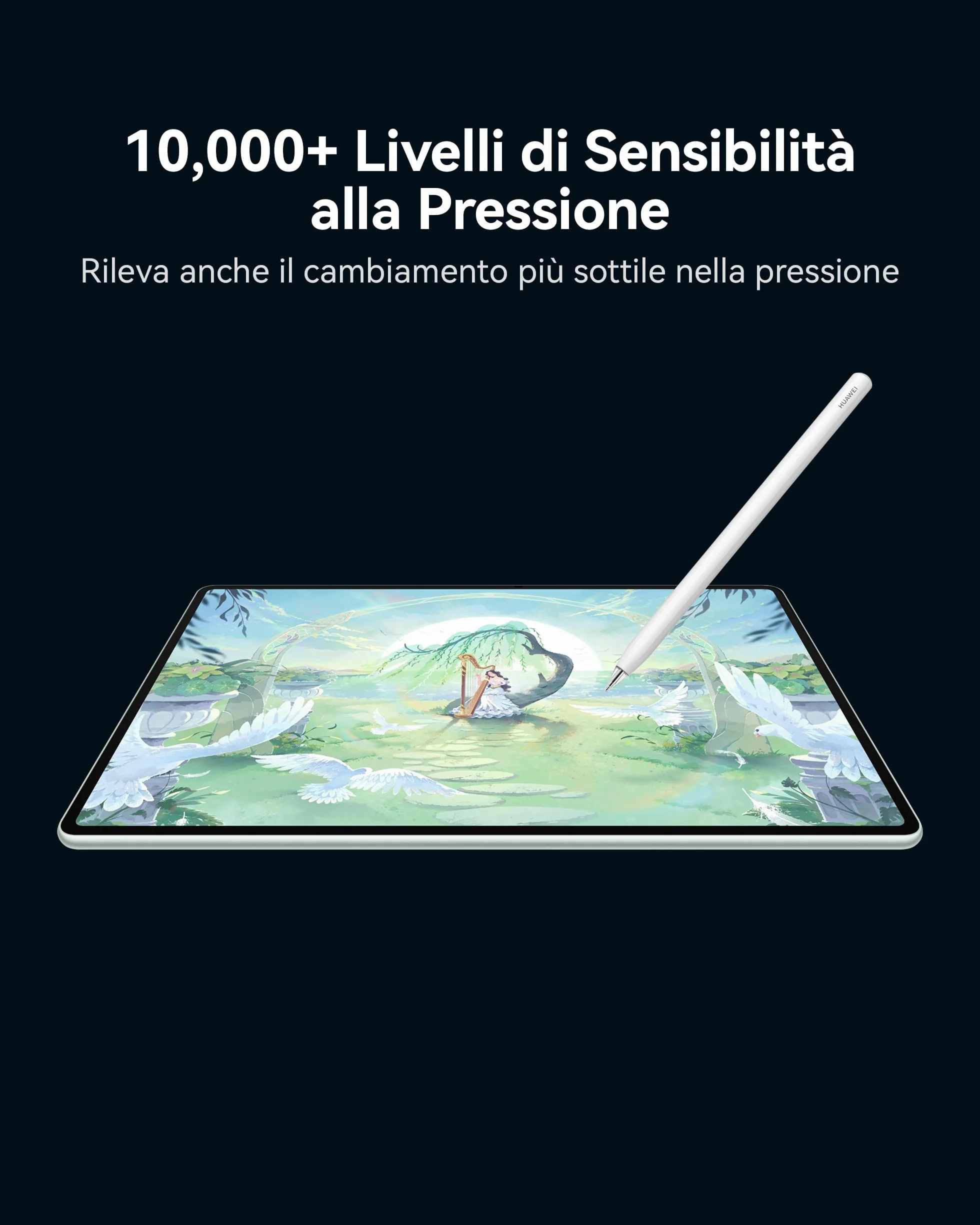 HUAWEI M-Pencil Pro, Penna Stylus con Tre Punte Yersatili, Design con Luce Pulsante, Pulsante Rapido, Gesti Multipli, 10.000+ Livelli di Sensibilità alla Pressione, NearLink
