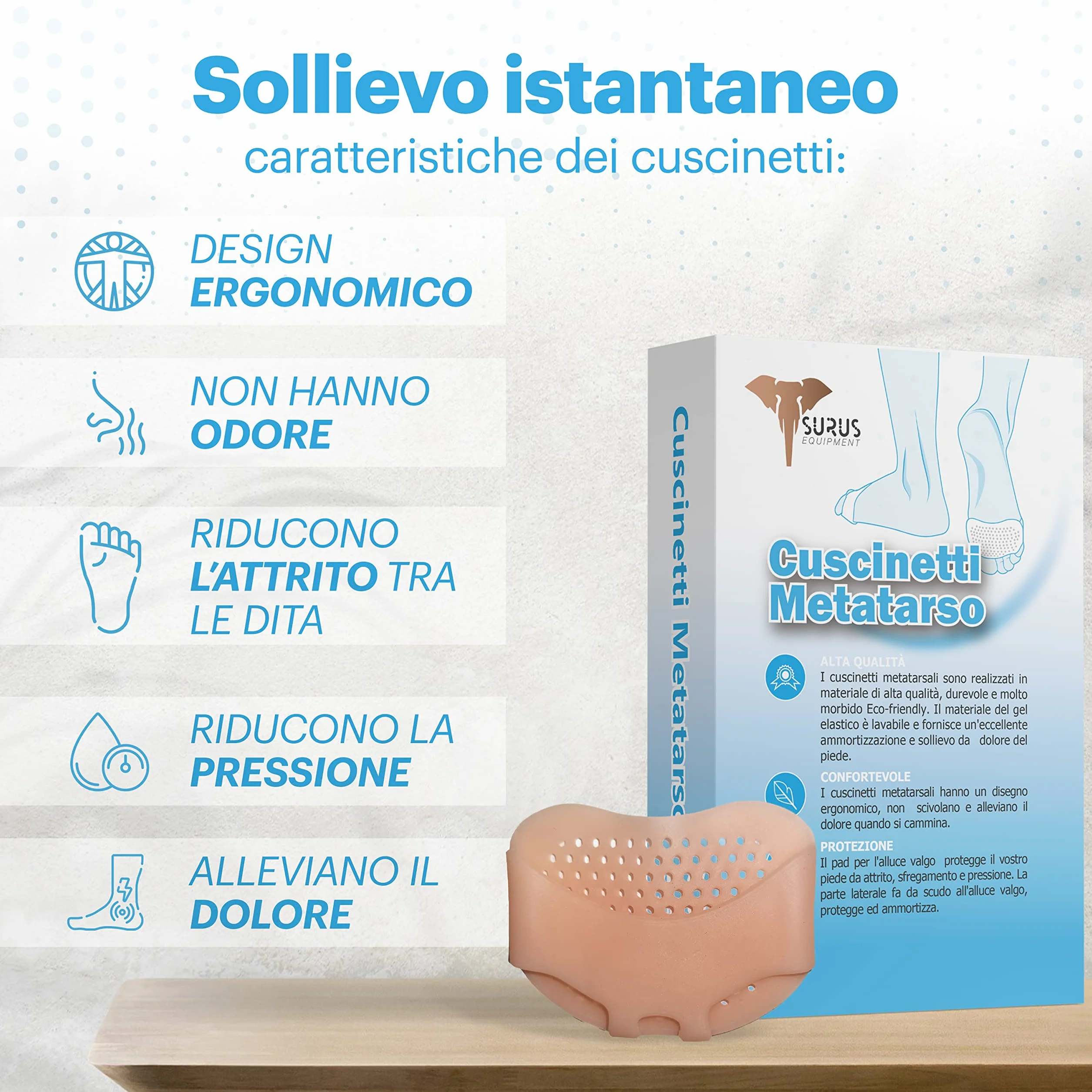 Cuscinetti Metatarsali in Gel per Avampiede Professionali 4 Pezzi Sollievo Dolori Vesciche