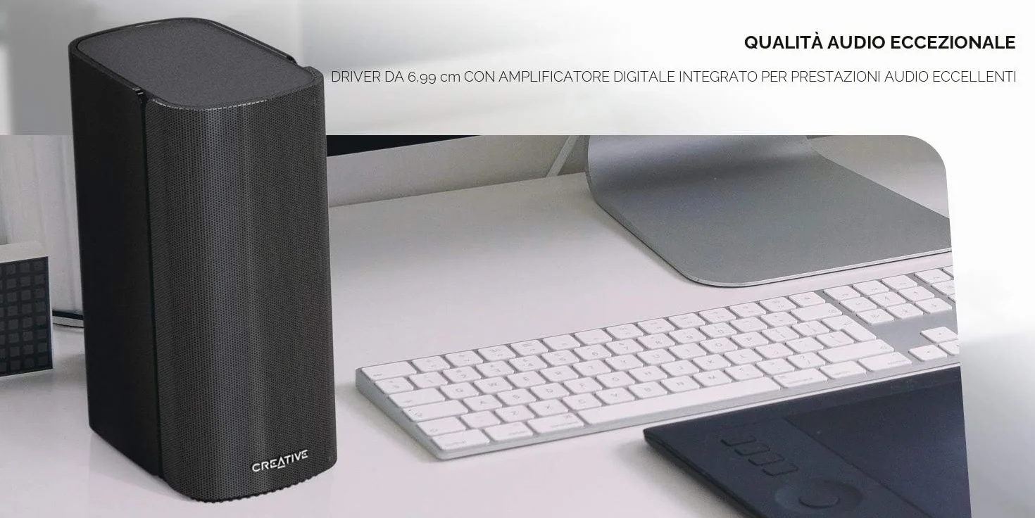 CREATIVE T100 Altoparlanti desktop Hi-Fi 2.0 Bluetooth 5.0 80W nero