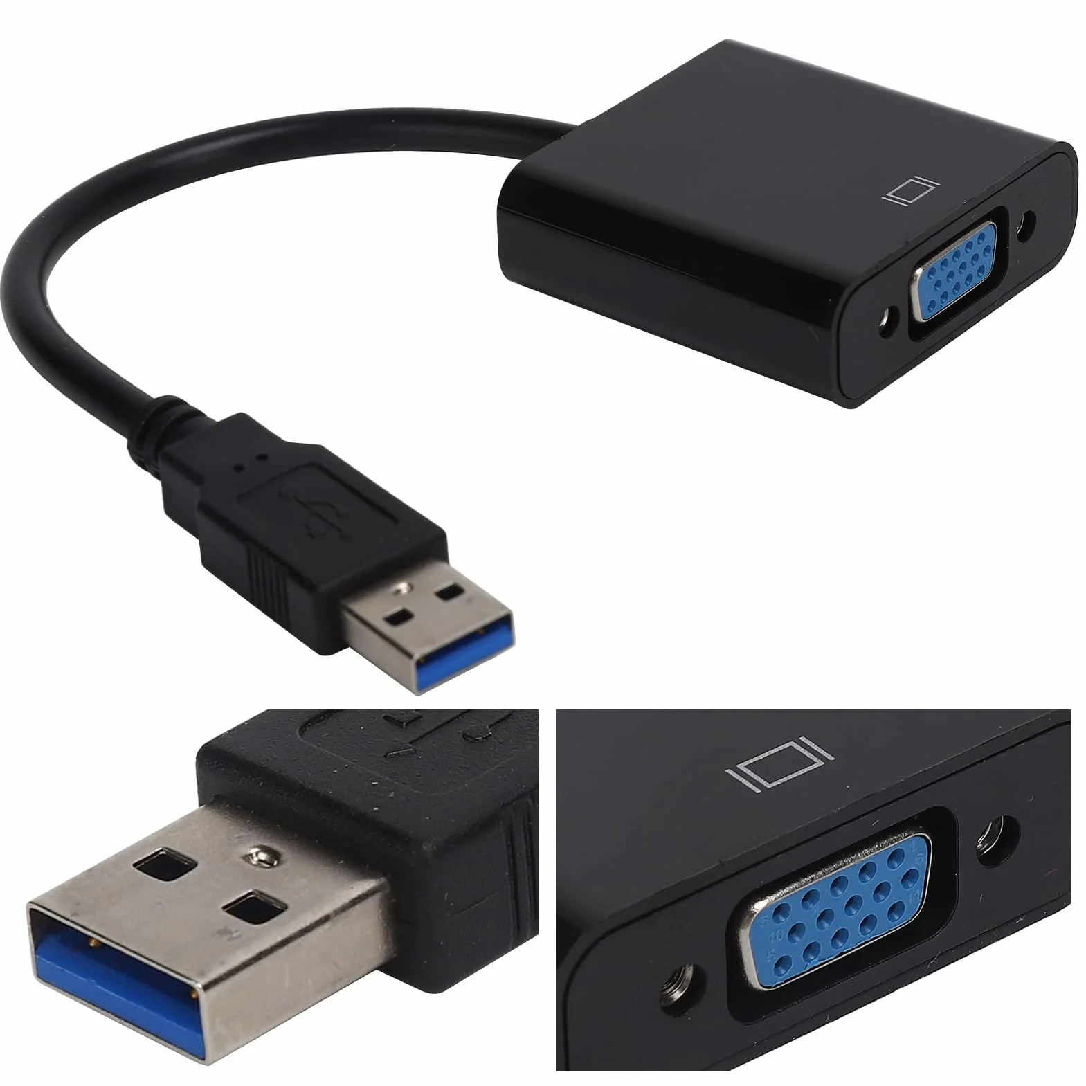 Adattatore da USB a VGA USB 3.0 Maschio a VGA 15 Pin Femmina