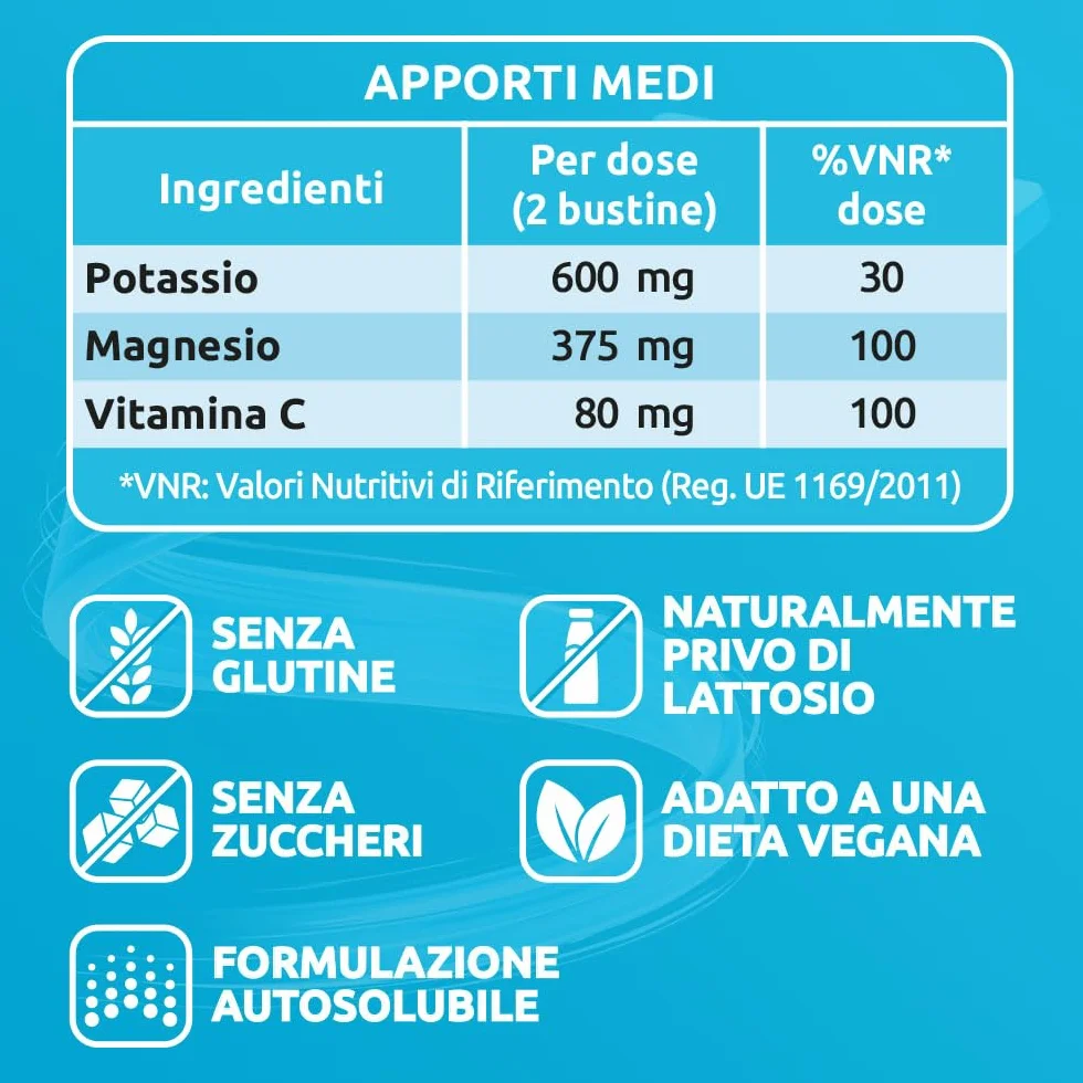 Sustenium Magnesio e Potassio Integratore Sali Minerali Vitamina C Bipack 56 Bustine Autosolubili