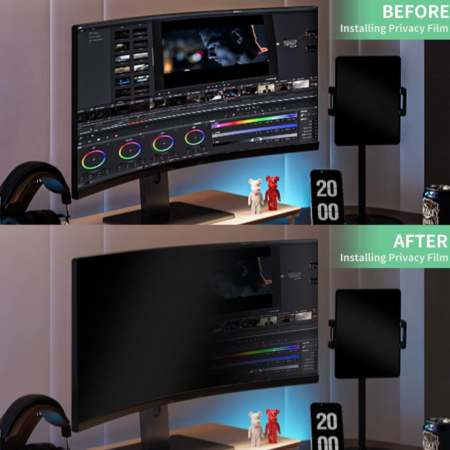 Protezione Schermo per Computer Desktop da 27 Pollici con Rapporto di Aspetto 16:9, Anti Luce Blu e antiriflesso, Filtro per la Privacy a Rapida Installazione, Pellicola di Protezione per PC