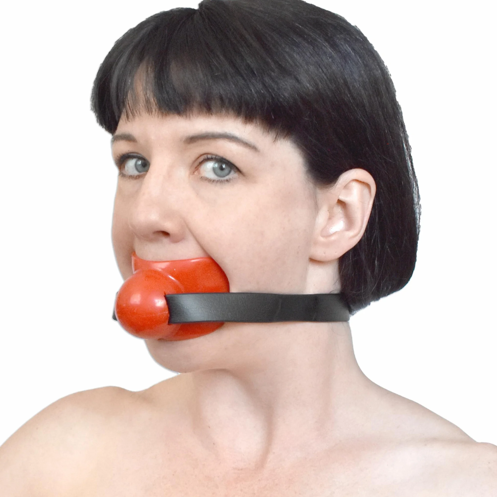 Bavaglio in silicone SM BDSM con fissaggio della lingua