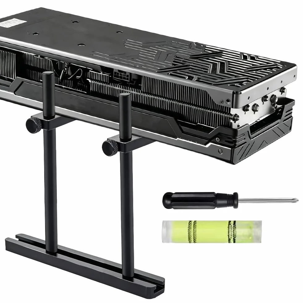Supporto per scheda grafica, supporto per scheda video, altezza GPU, scorrevole, supporto GPU, supporto per scheda grafica per componenti computer, alluminio 128 mm (doppia asta)