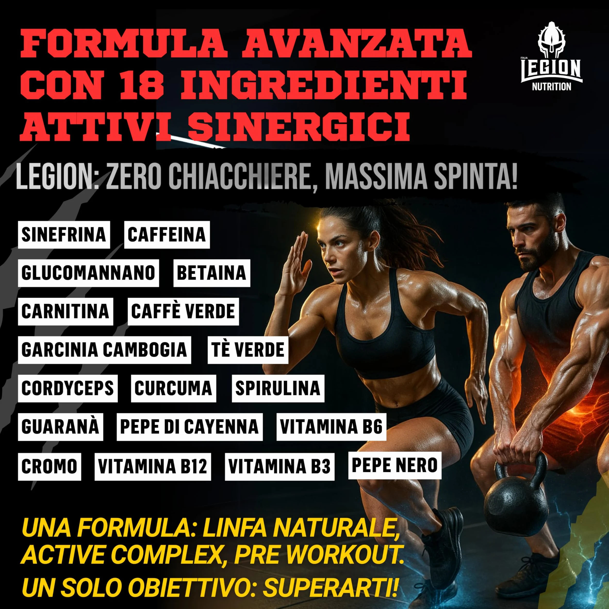 Legion Nutrition Integratore Alimentare Sostegno Metabolico 120 cpr Caffeina Sinefrina Carnitina Glucomannano