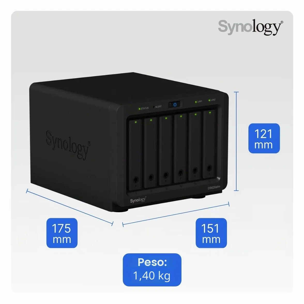 Synology DiskStation DS620slim 6-Bay NAS 2.5" SATA HDD/SSD 2x Gigabit LAN 2x USB 3.0 2GB RAM