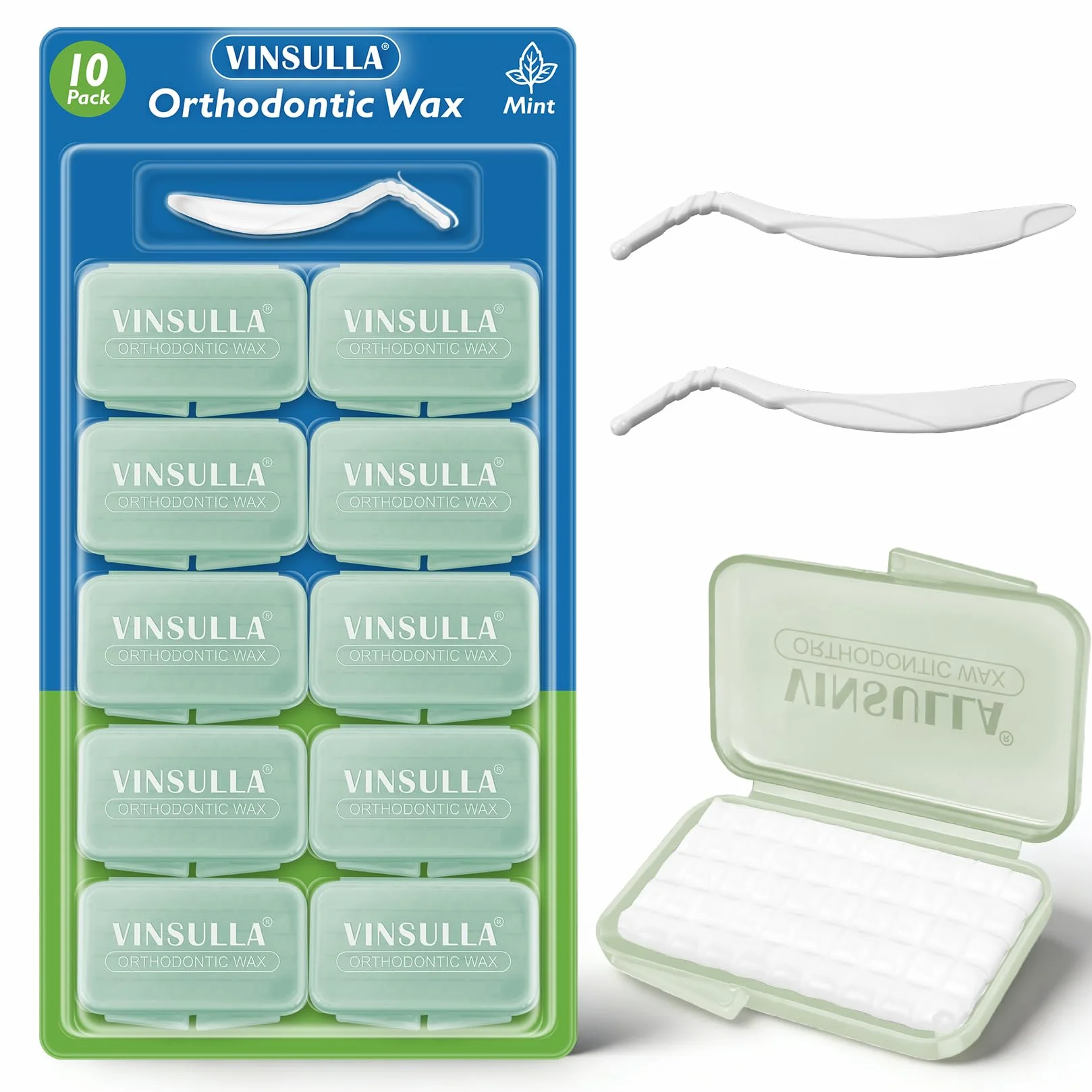 Cera ortodontica per apparecchi dentali, 500 perline, menta, confezione da 10