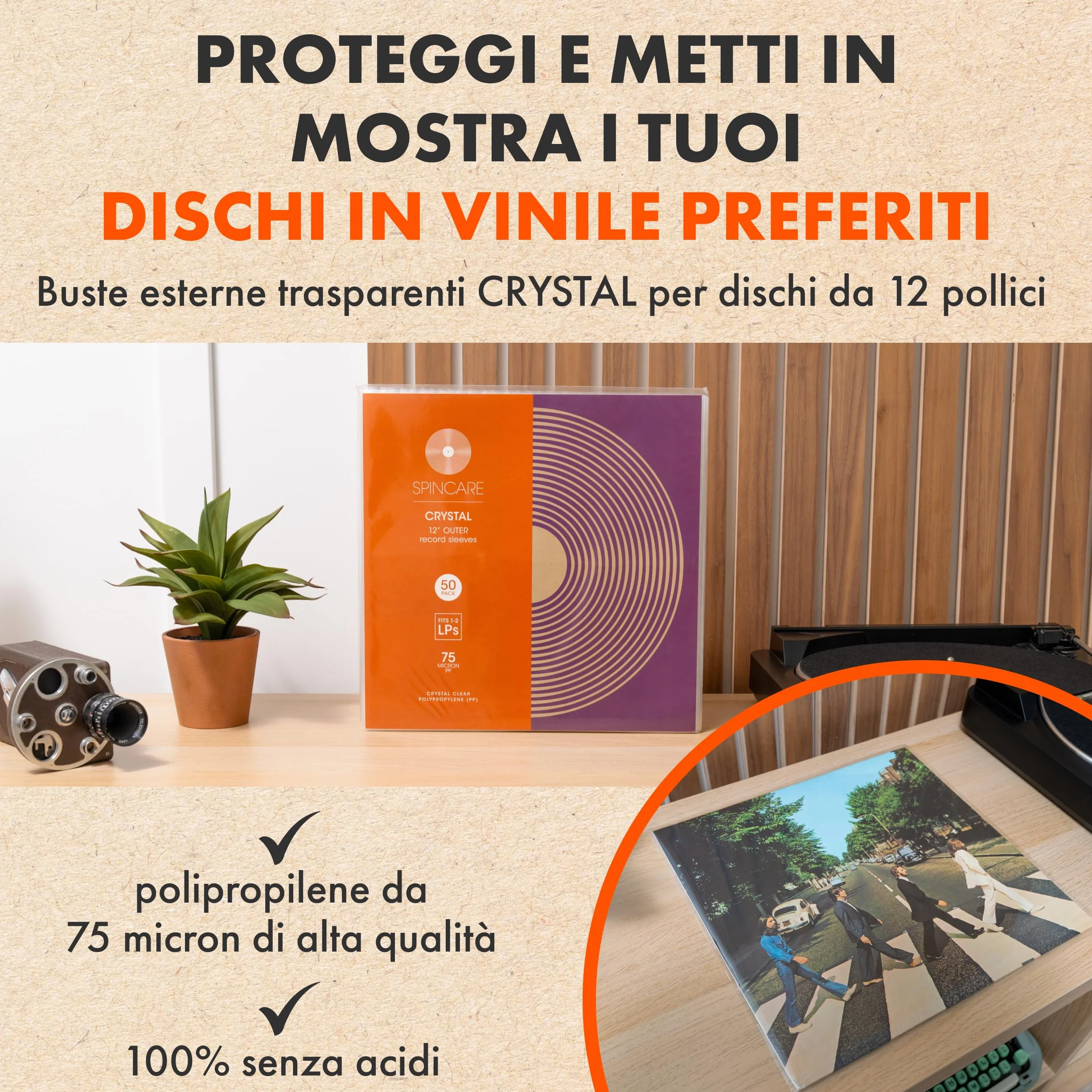50x Trasparente 33 Giri Buste Per Vinile STANDARD | CRYSTAL Esterne Plastica Custodie Per Singoli e Doppi LPs | Protettive Polipropilene Vinile Copertine