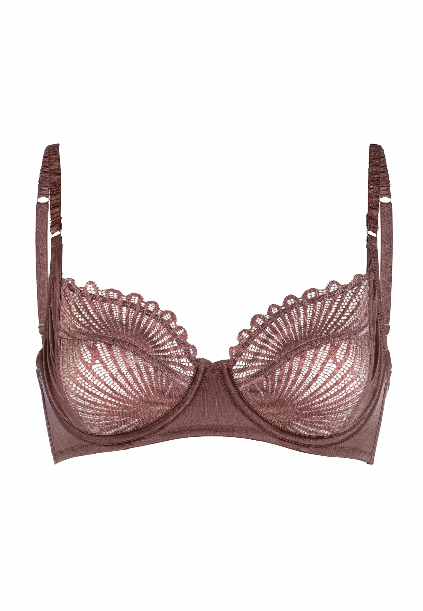 Lovable Blowball Lacy Micro Donna Reggiseno Balconcino con Ferretto e Coppe Taglio a 2 in Pizzo e Microfibra, Nocciola 36C