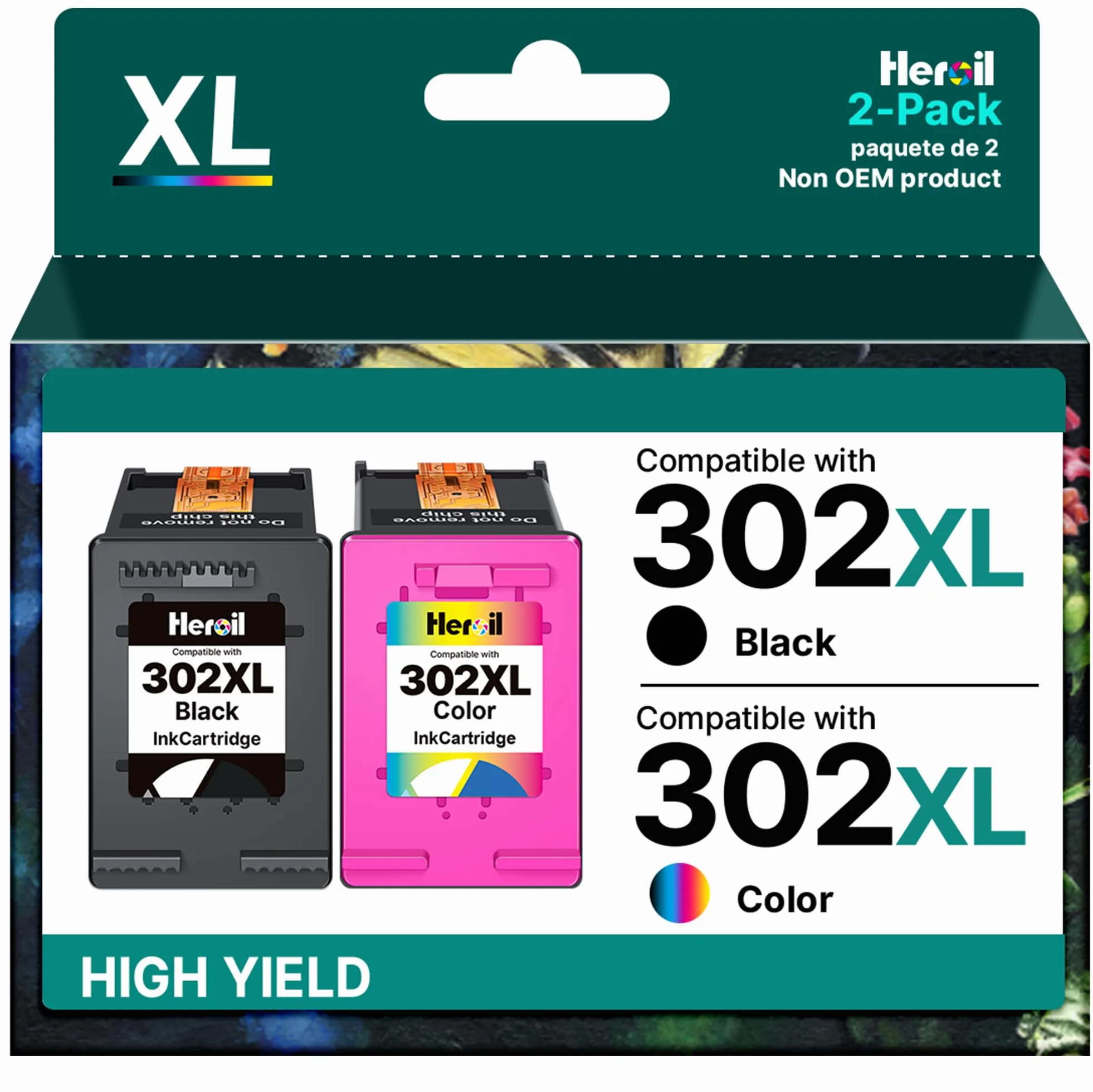 Cartucce d'inchiostro HP 302 XL 302XL Nero e Colore per HP Envy 4520, Officejet 3830, DeskJet 3630 (2-Pack)