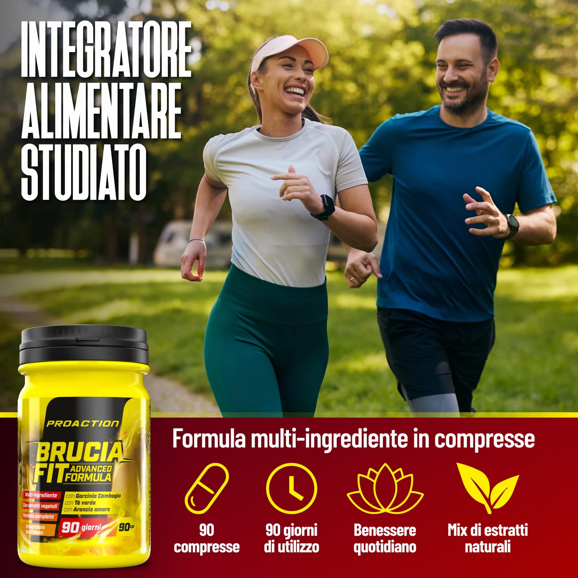 Integratore alimentare Garcinia Cambogia Arancio Amaro Tè Verde Maté Guaranà Zenzero Cola Noci Caffeina Anidra 90 compresse