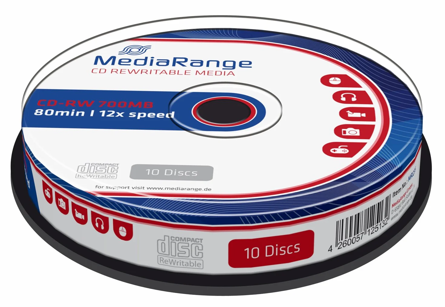MediaRange MR235 Confezione CDRw80, Argento