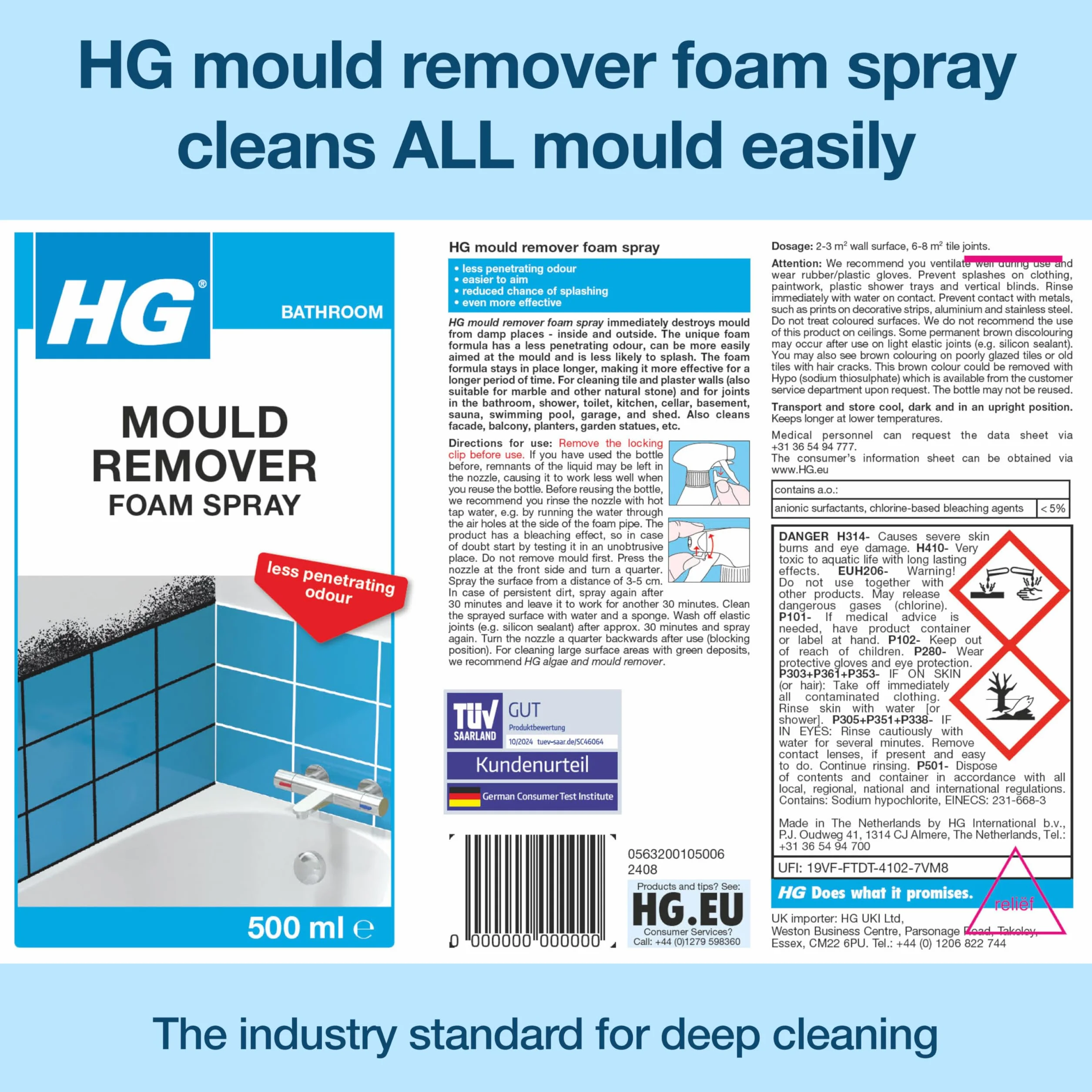 HG Schiuma spray per la rimozione della muffa, 500 ml
