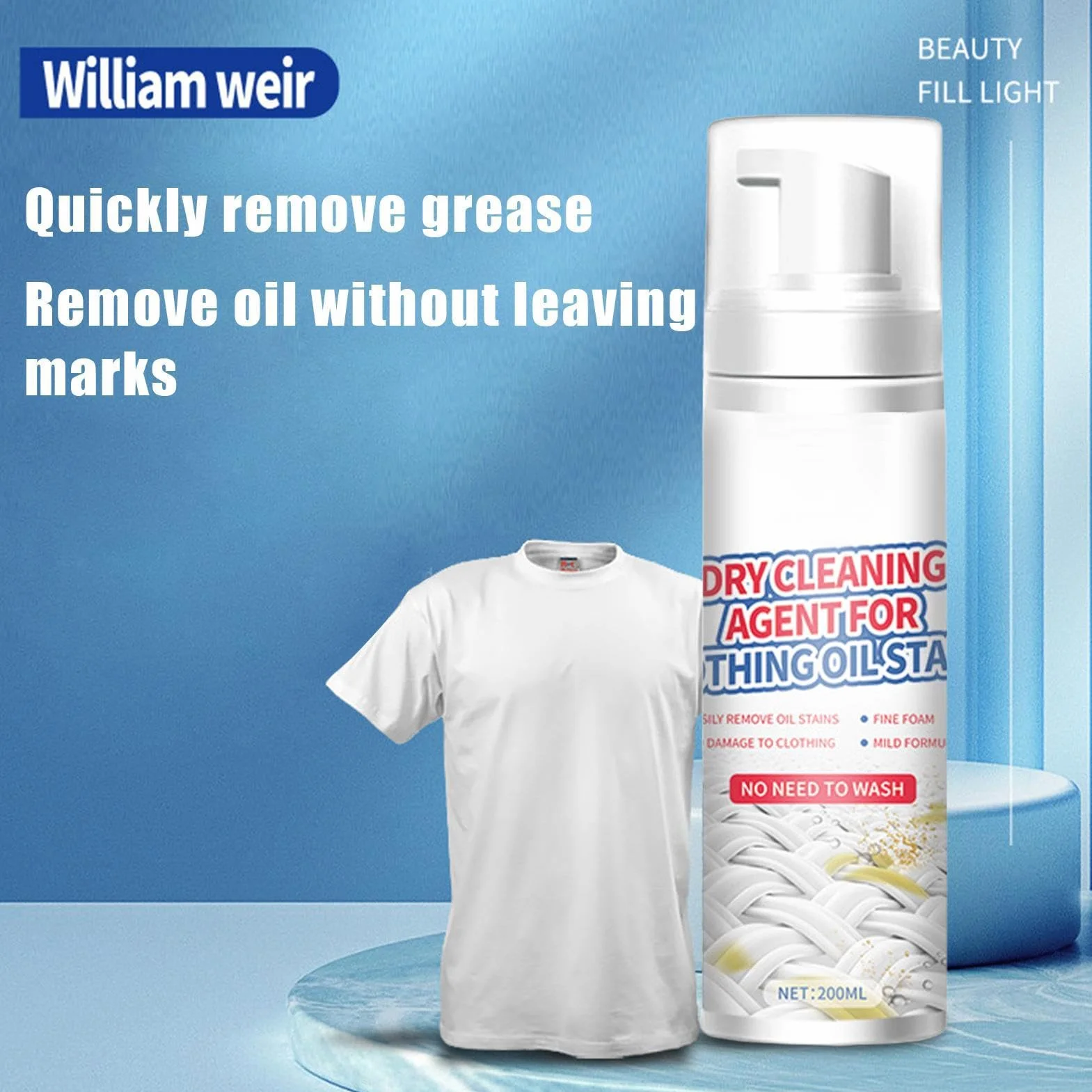 Dry Stain Remover for Clothes Laundry Cleaning Fluid Food Drink Oil Stains