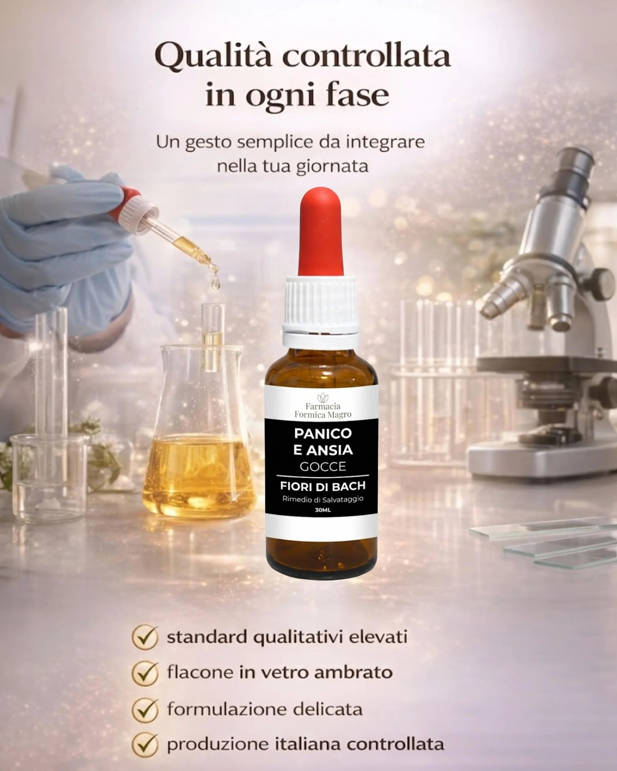 FARMACIA FORMICA Fiori di Bach per Ansia e Stress 30 Ml, Gocce Ansia con 7 Essenze Originali Dr. Bach