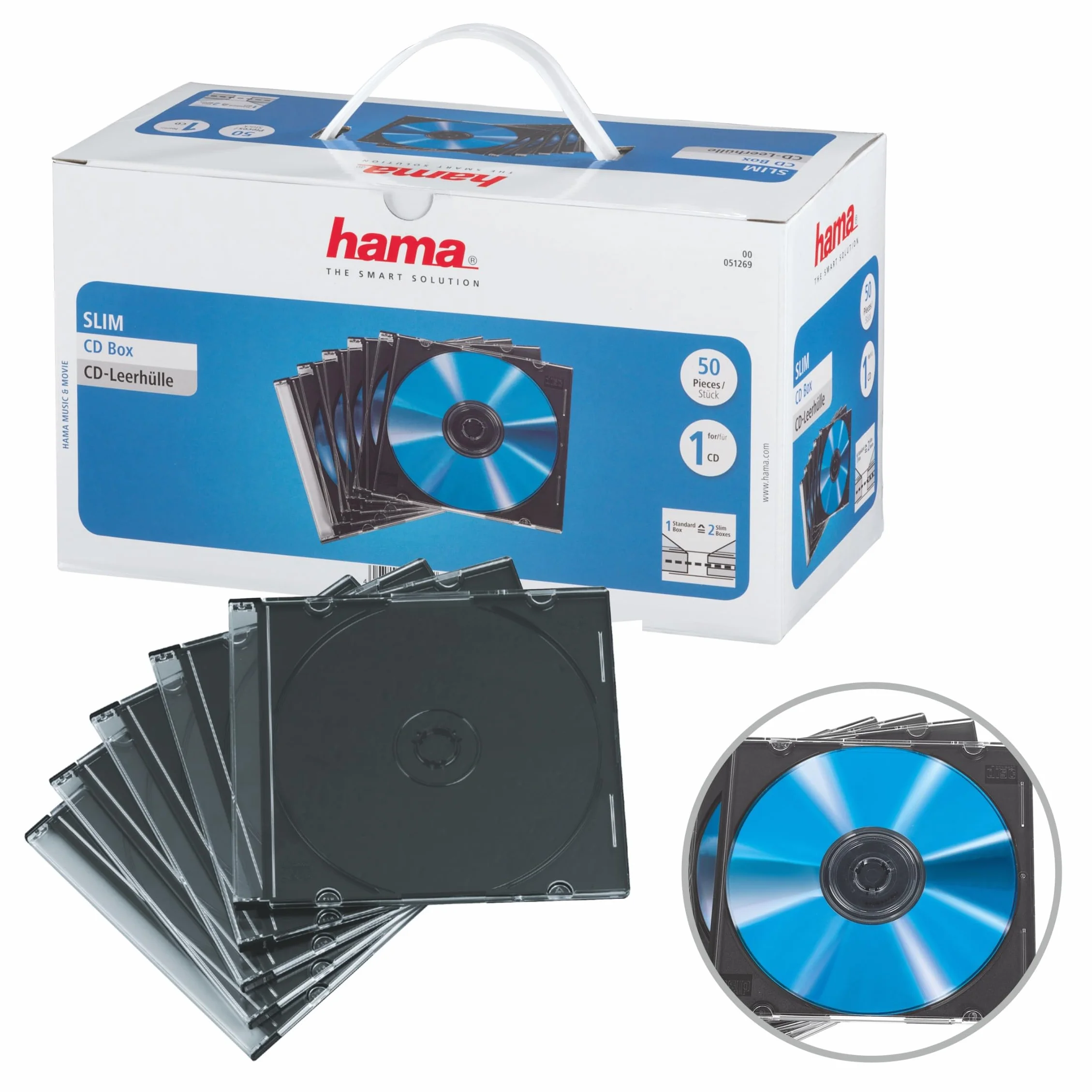 HAMA 51269 Custodia CD Slim, 50 Pezzi, Trasparente