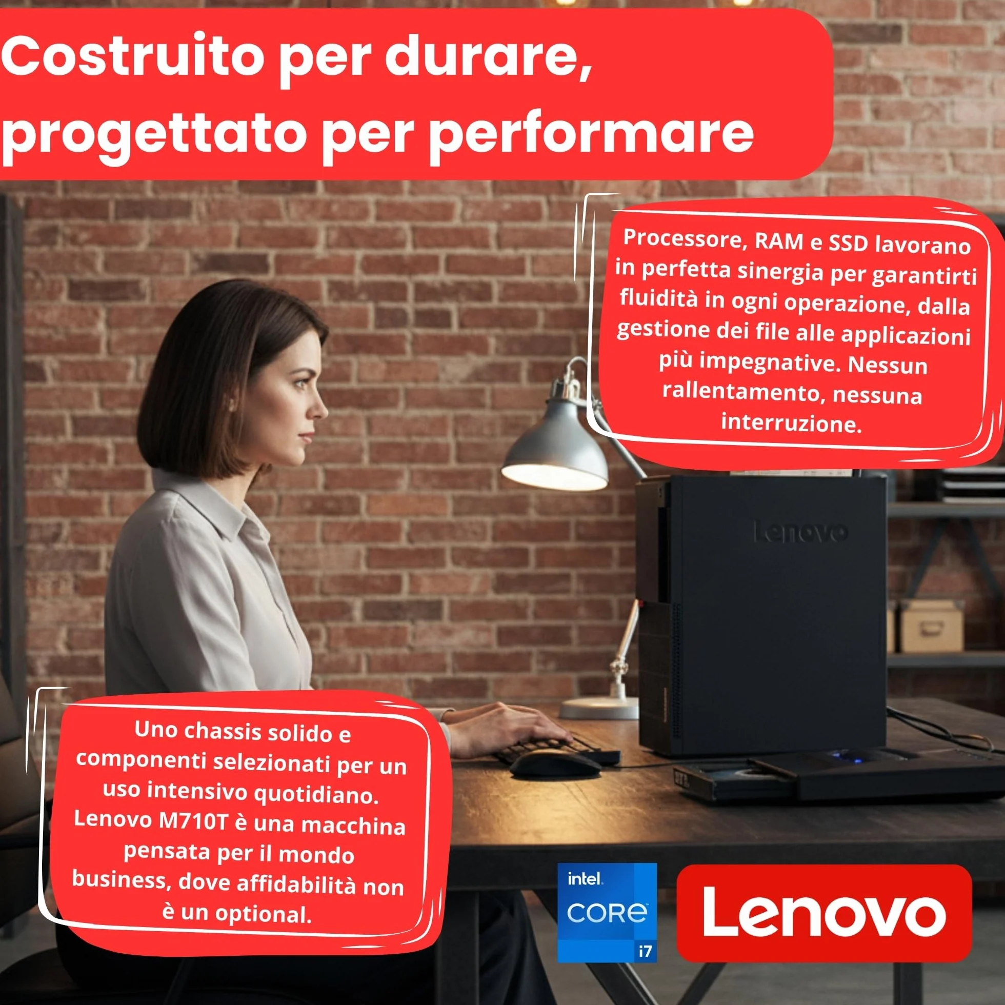 Lenovo - PC veloce con Intel Core i7 6700 - Computer desktop + Silent Computer per ufficio e home Office da 4 GHz - 16 GB - SSD da 512 GB - USB3.0 - WLAN - Include Windows 11 Pro DV RW