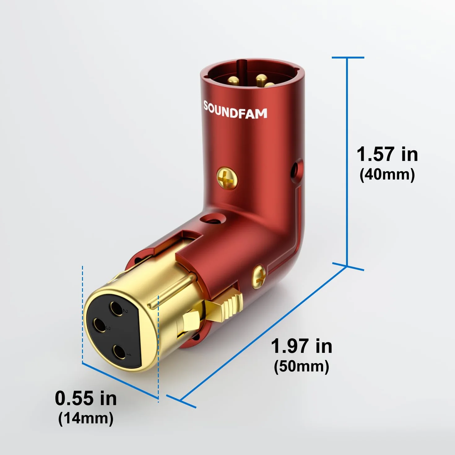 Adattatore XLR a 90 Gradi per Cavo Microfono con Angolo Regolabile, Connettori XLR Maschio a Femmina Professionali Placcati Oro, Confezione da 2 Pezzi