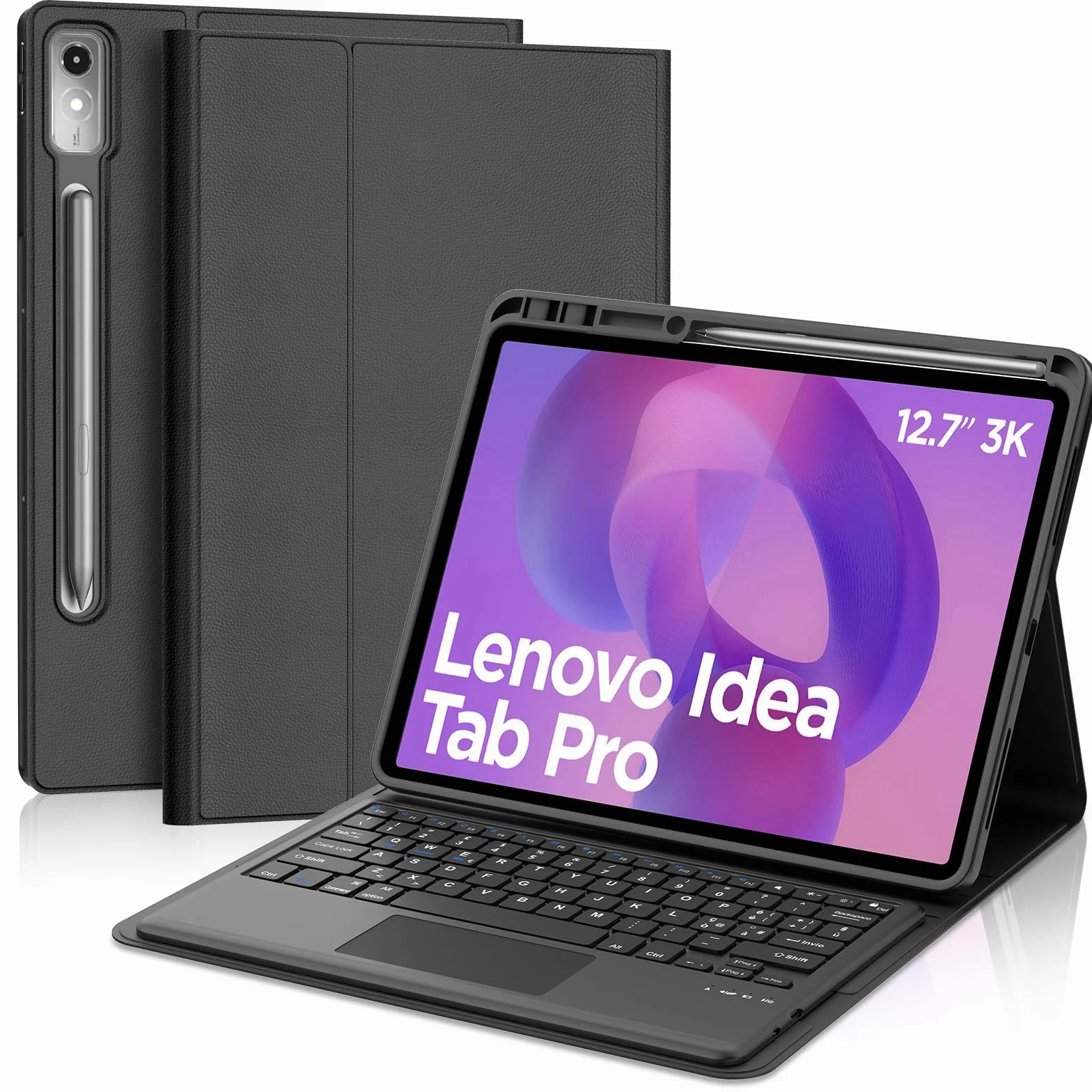 Cover con Tastiera e Touchpad per Tablet Lenovo Idea Tab Pro 12.7" (2025) TB373FU & Moto Pad 60 Pro, Bluetooth, Italiano, Senza Retroilluminazione, Protezione integrata, Nero