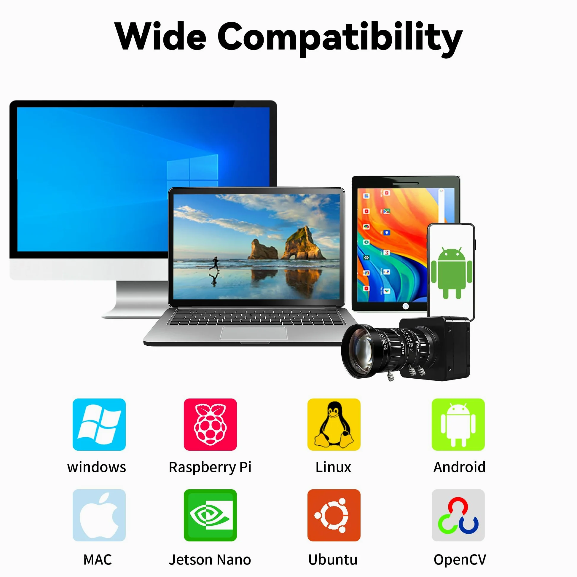 SVPRO Fotocamera USB 3.0, fotocamera USB 4K ad alta velocità 60 fps, webcam con messa a fuoco manuale da 8,3 MP con obiettivo CS da 5-50 mm, zoom 10X Streaming Cam UVC Plug and Play per Windows/Linux