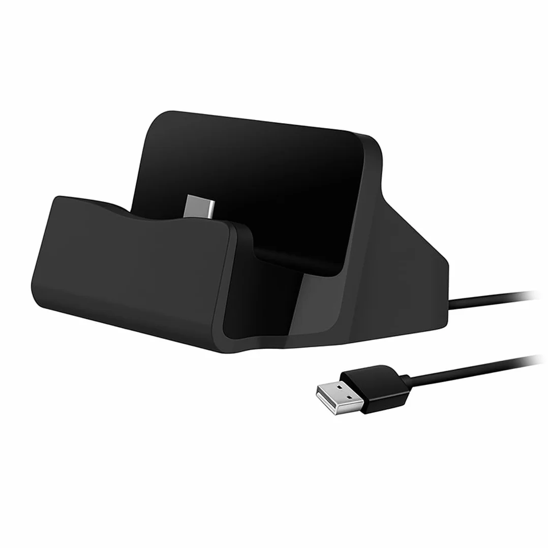 P59CS Bolwins USB Type-C - Docking station con cavo da 1 m - Stazione di ricarica da scrivania - Docking station per smartphone con porta USB-C - Sincronizzazione e ricarica - 5 V - Nero